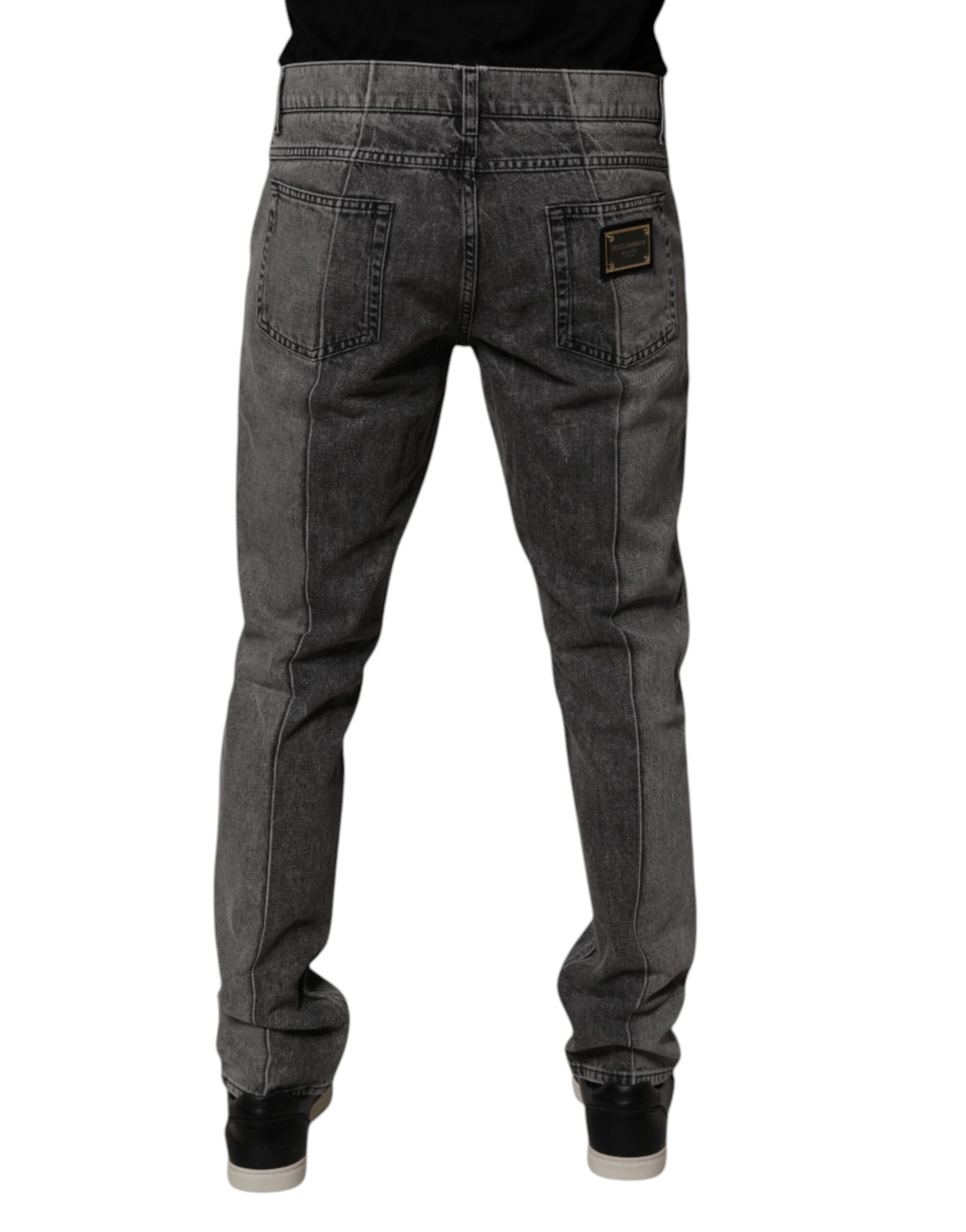 Dolce & Gabbana Two-Tone Gray Cotton Denim Jeans