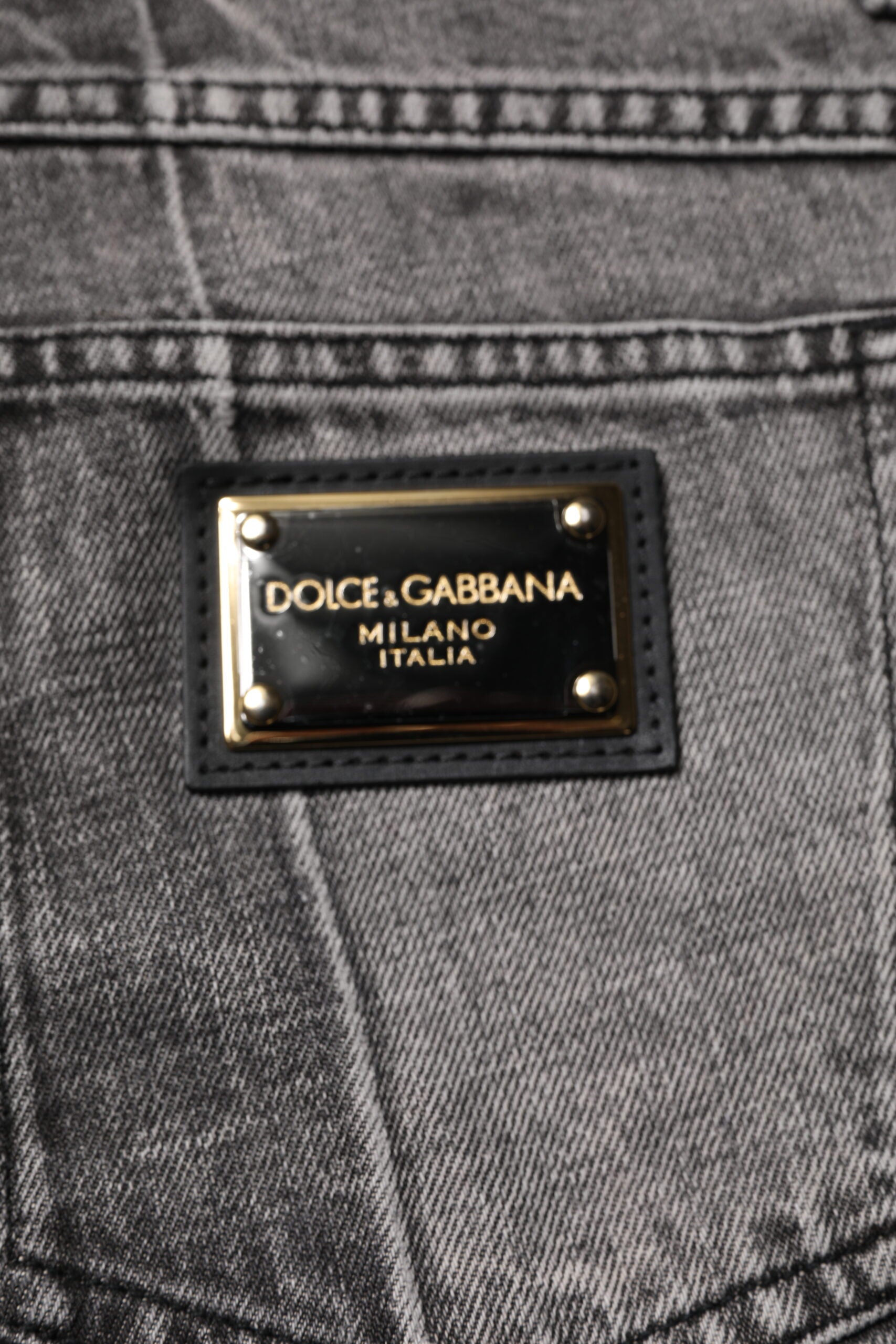 Dolce & Gabbana Two-Tone Gray Cotton Denim Jeans
