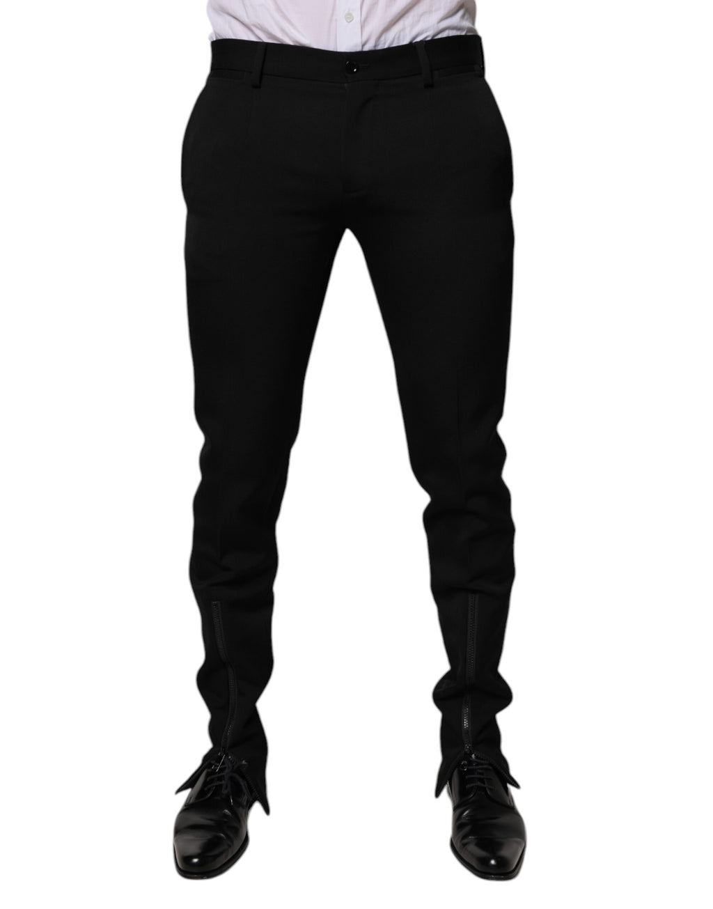 Dolce & Gabbana Black Tapered Wool Formal Trousers
