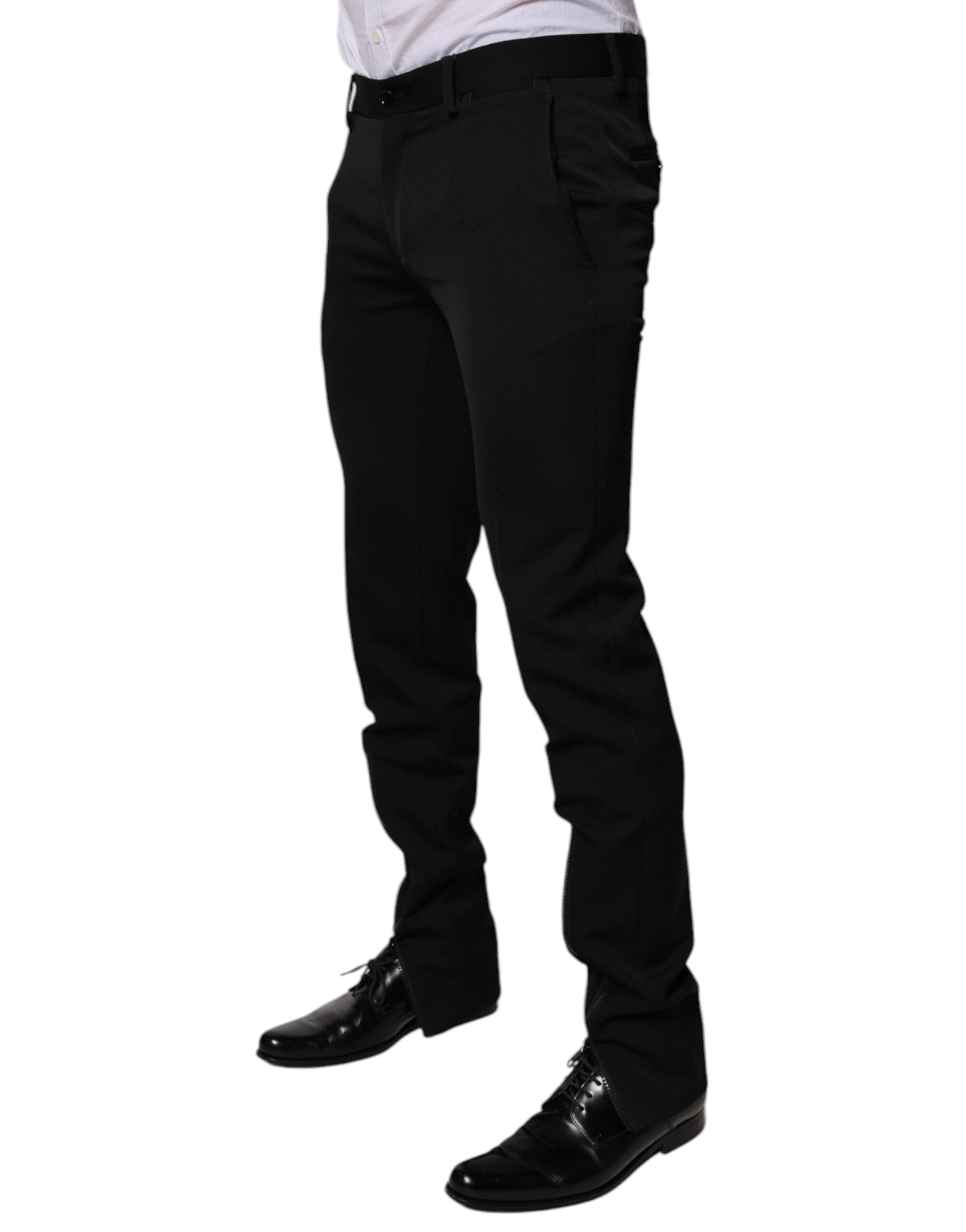 Dolce & Gabbana Black Tapered Wool Formal Trousers