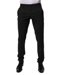 Dolce & Gabbana Schwarze Polyester konisch zulaufende formelle Herren Anzughose