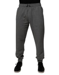 Dolce & Gabbana Graue Logo-Baumwoll-Jogginghose für Männer Jogginghose