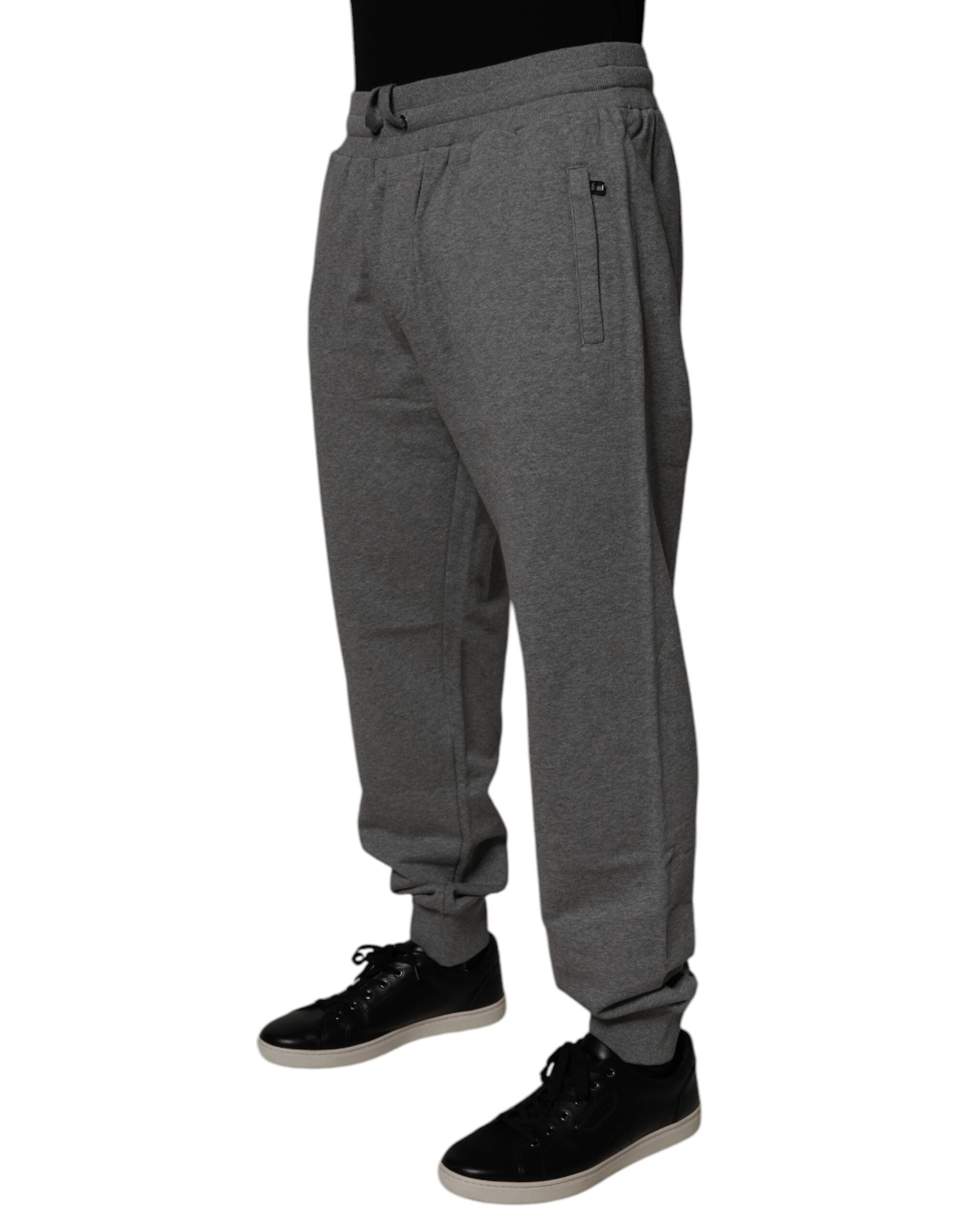 Dolce & Gabbana Graue Logo-Baumwoll-Jogginghose für Männer Jogginghose