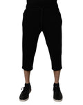 Dolce & Gabbana Black Cotton-Blend Cropped Sweatpants
