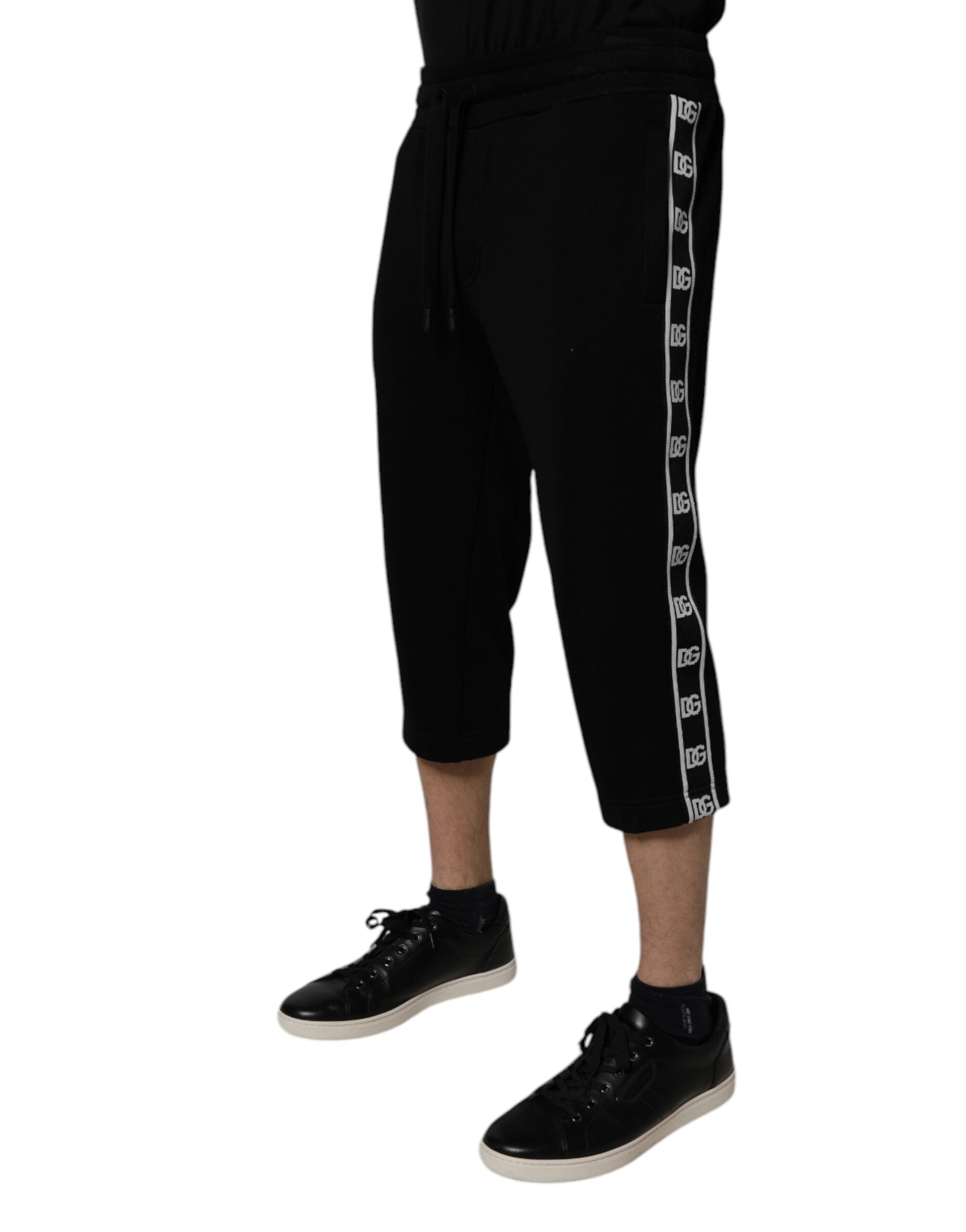 Dolce & Gabbana Black Cotton-Blend Cropped Sweatpants