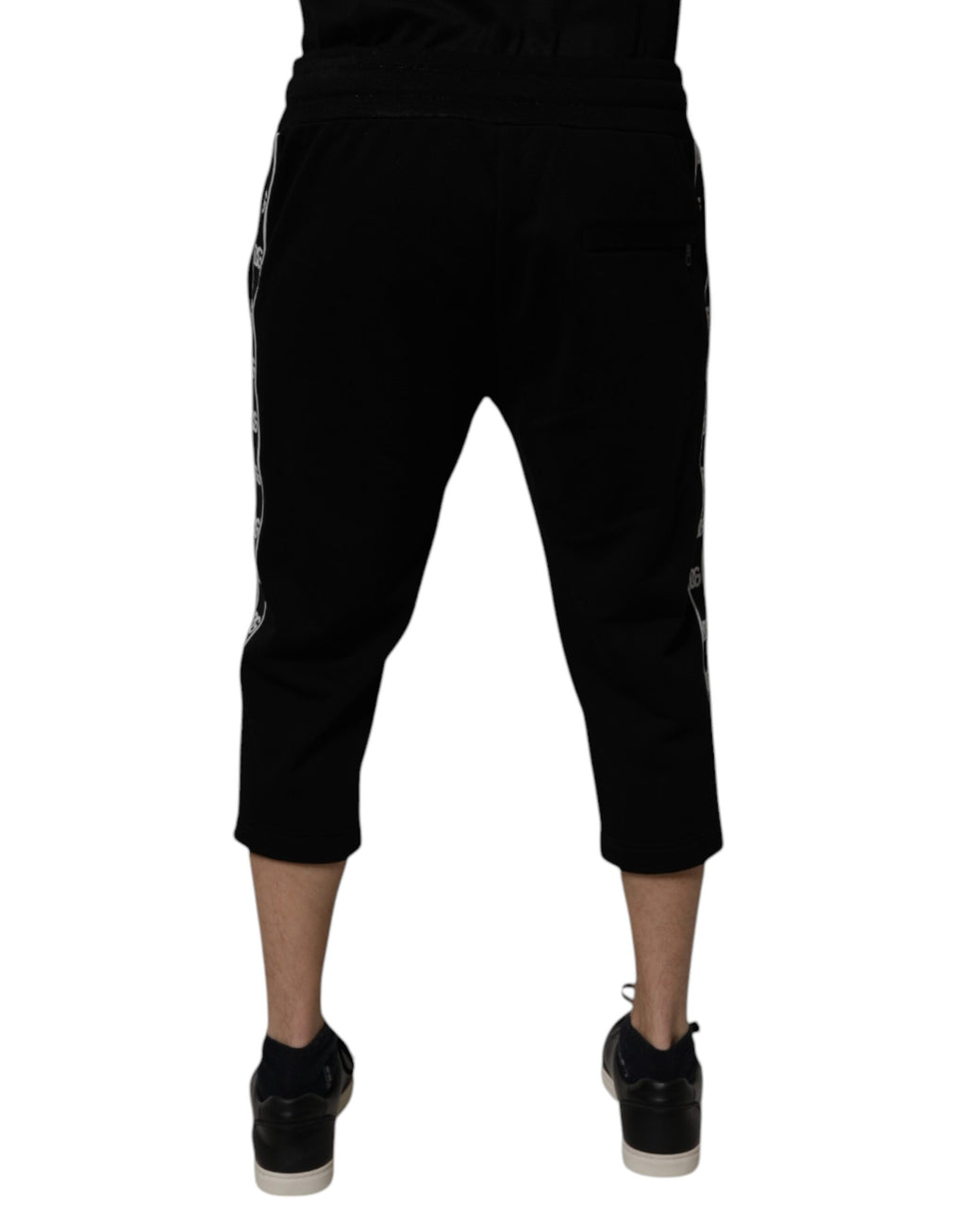 Dolce & Gabbana Black Cotton-Blend Cropped Sweatpants