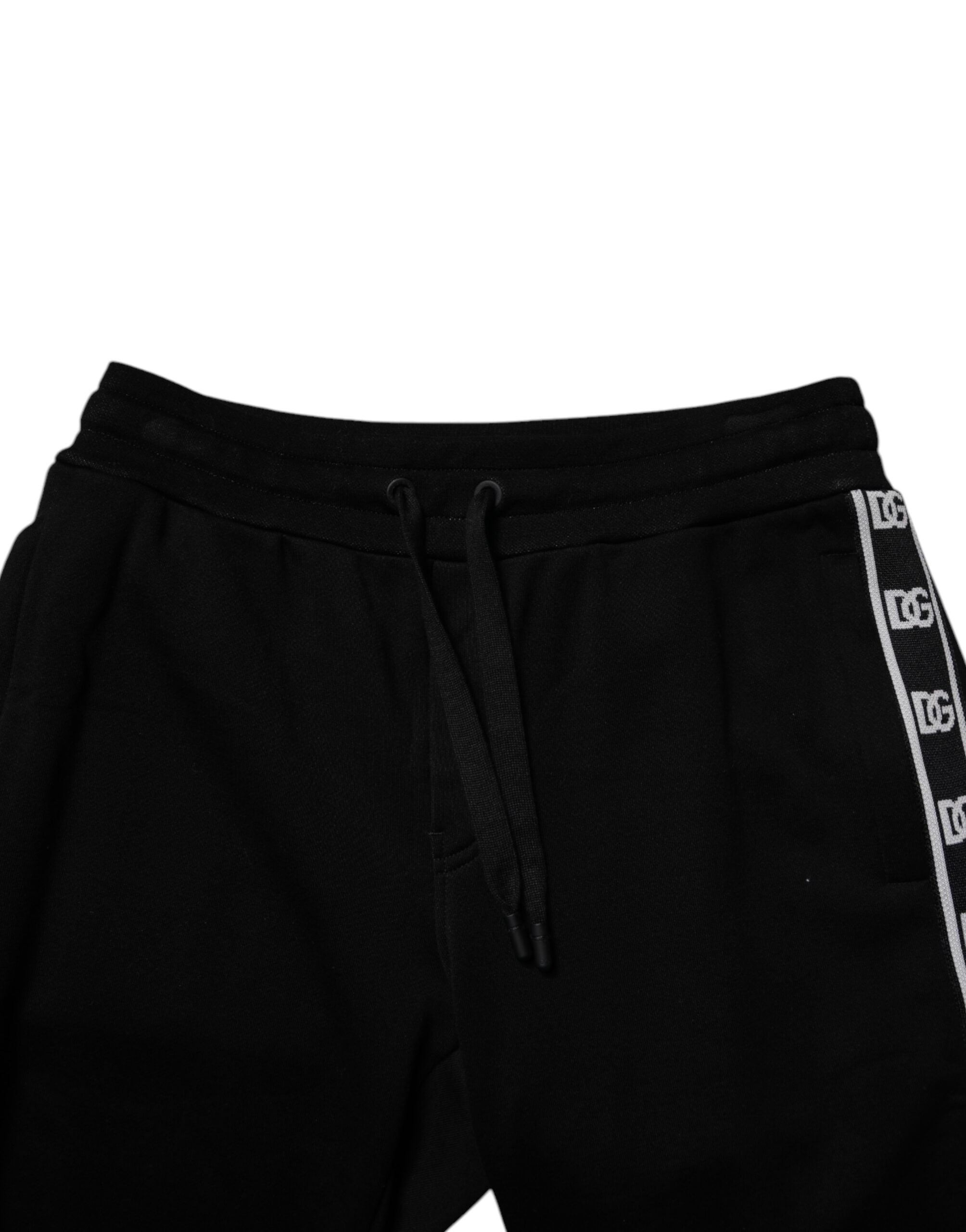 Dolce & Gabbana Black Cotton-Blend Cropped Sweatpants