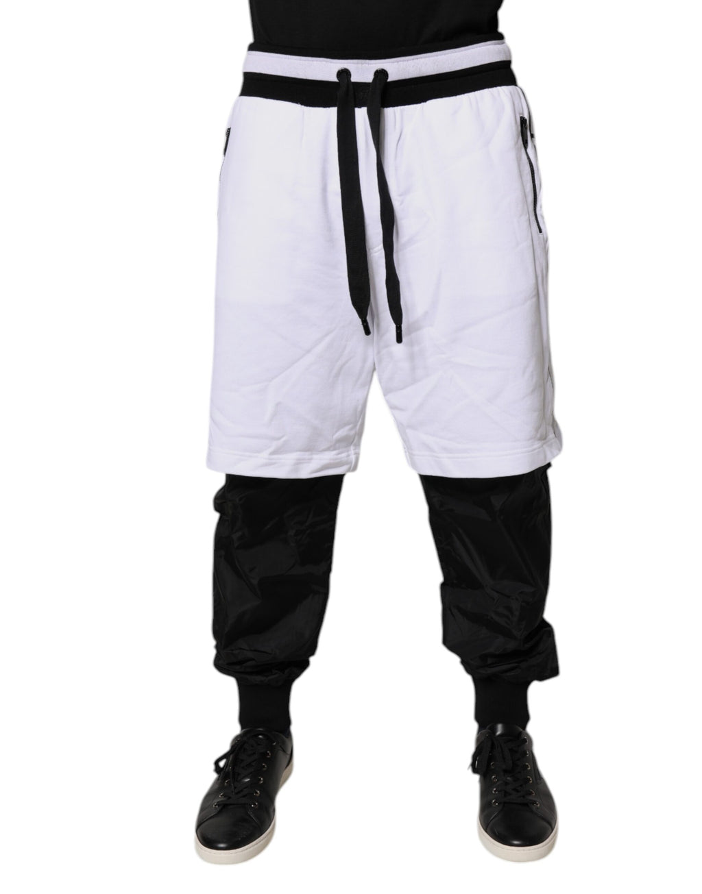 Dolce & Gabbana Black and White Cotton Layered Sweatpants
