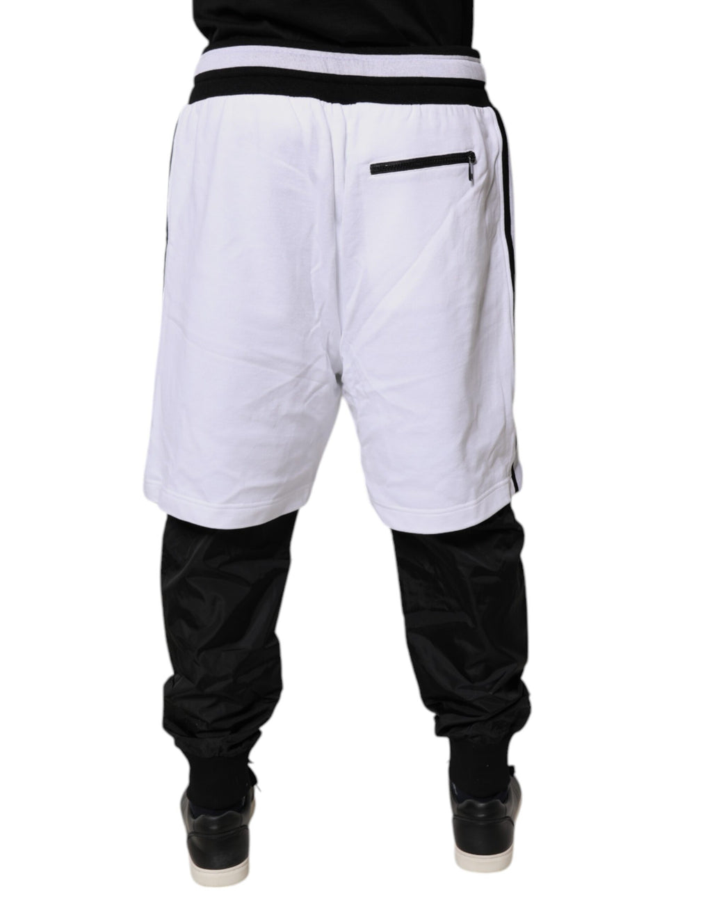 Dolce & Gabbana Black and White Cotton Layered Sweatpants