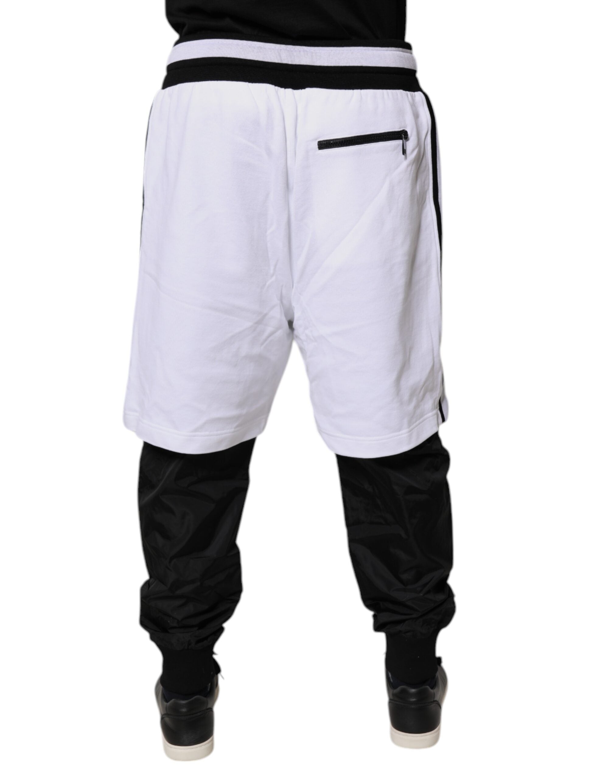 Dolce & Gabbana Black and White Cotton Layered Sweatpants
