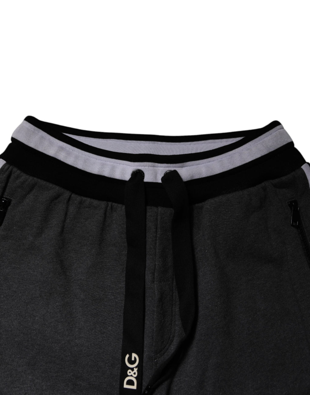 Dolce & Gabbana Schwarz Grau Baumwolle Layered Männer Sweatpants Hosen