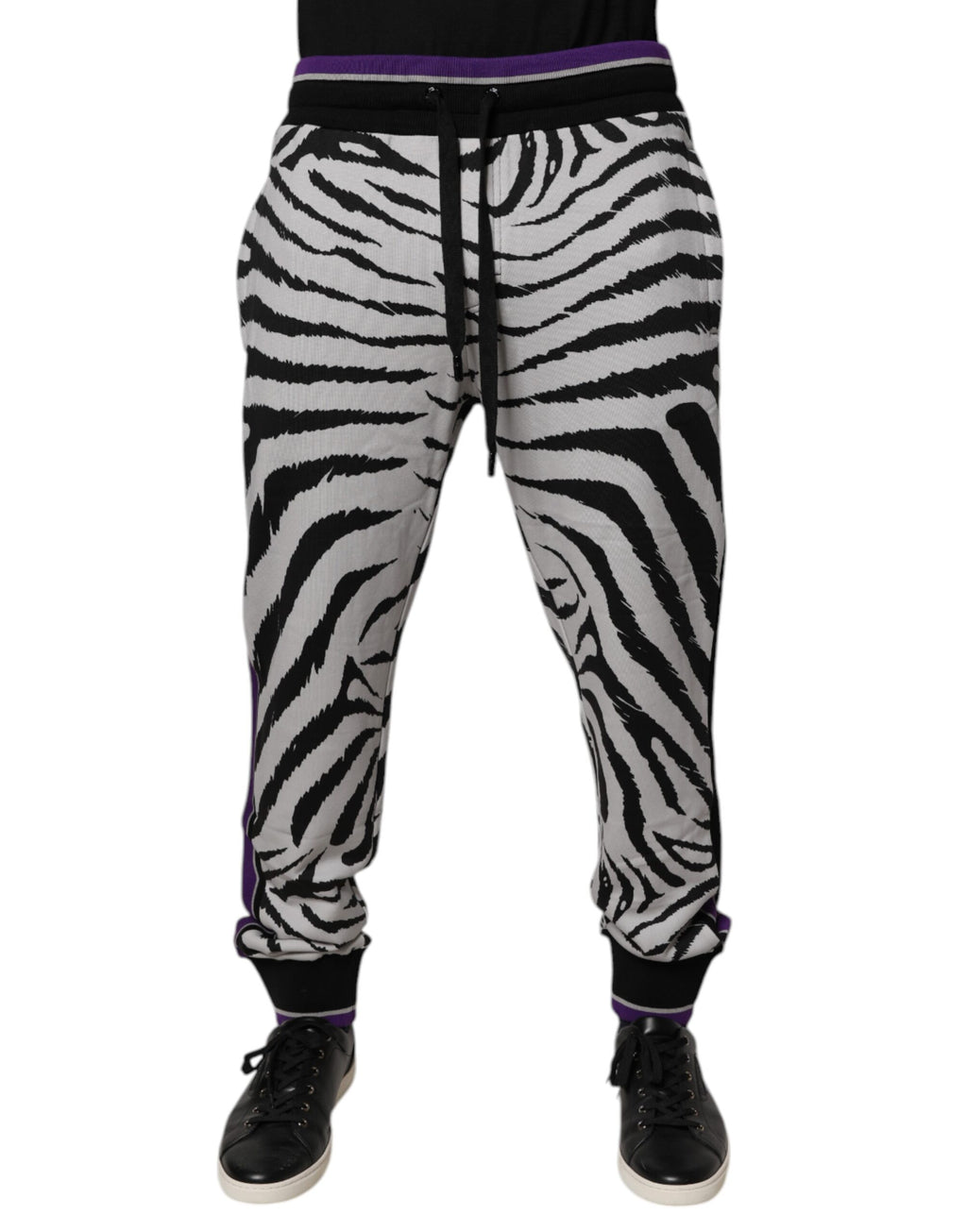 Dolce & Gabbana Black White Zebra Men's Jogger Sweatpants