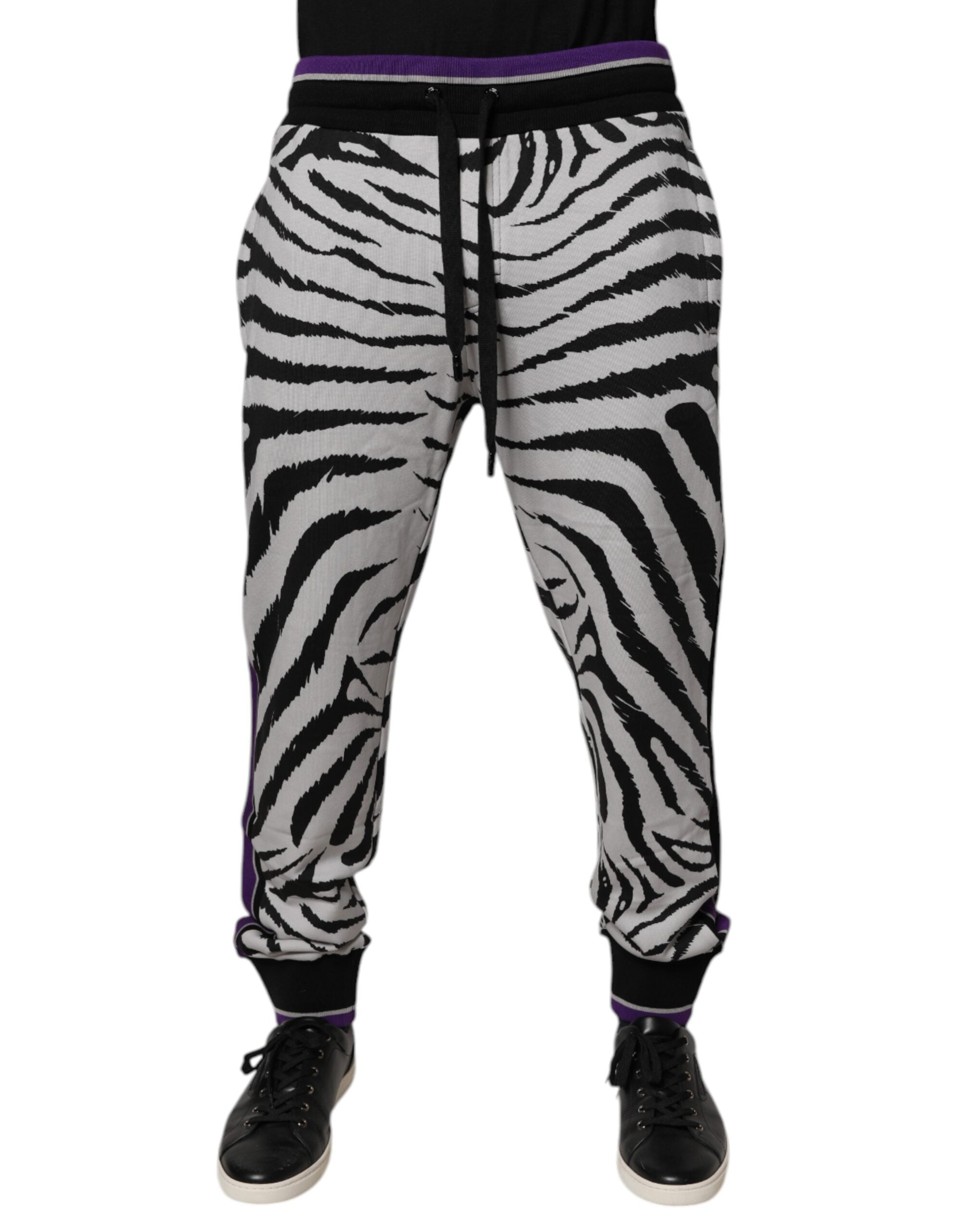 Dolce & Gabbana Black White Zebra Men's Jogger Sweatpants