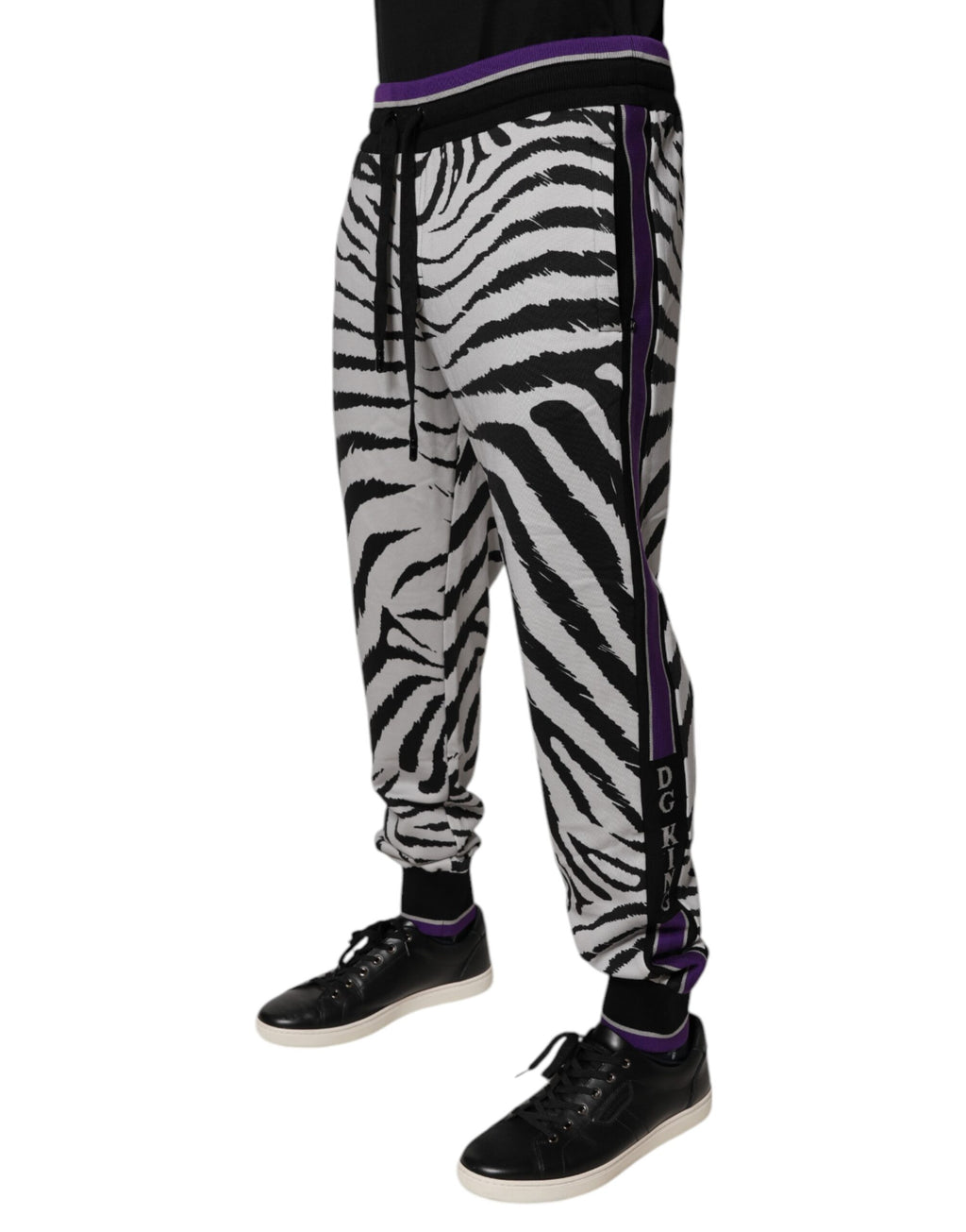 Dolce & Gabbana Black White Zebra Men's Jogger Sweatpants