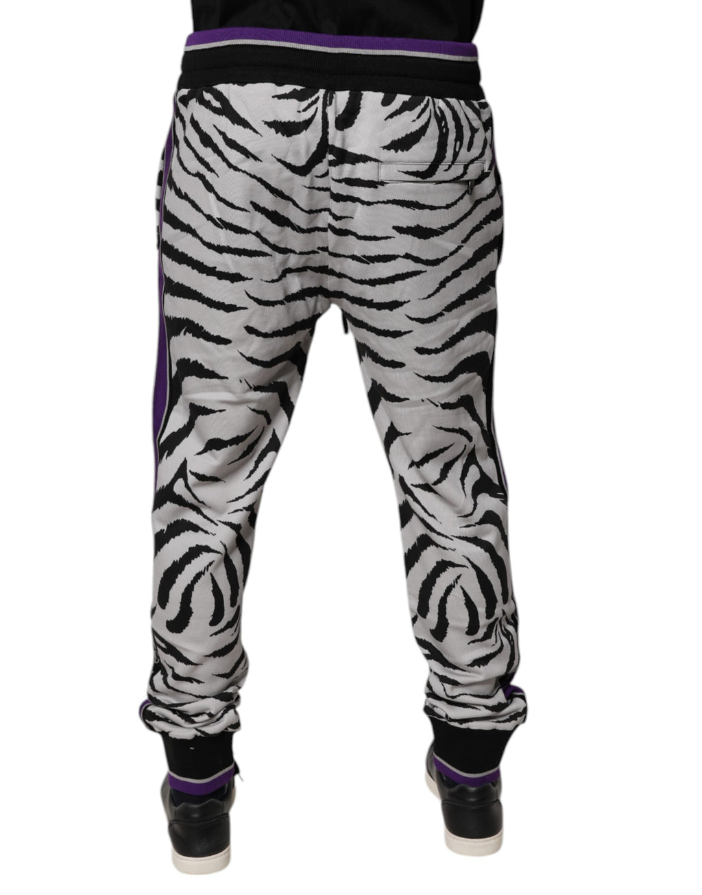 Dolce & Gabbana Black White Zebra Men's Jogger Sweatpants