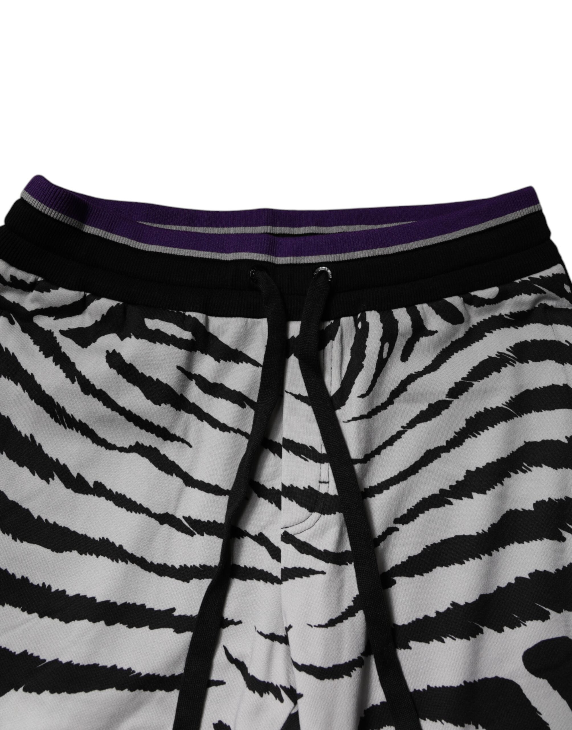 Dolce & Gabbana Black White Zebra Men's Jogger Sweatpants