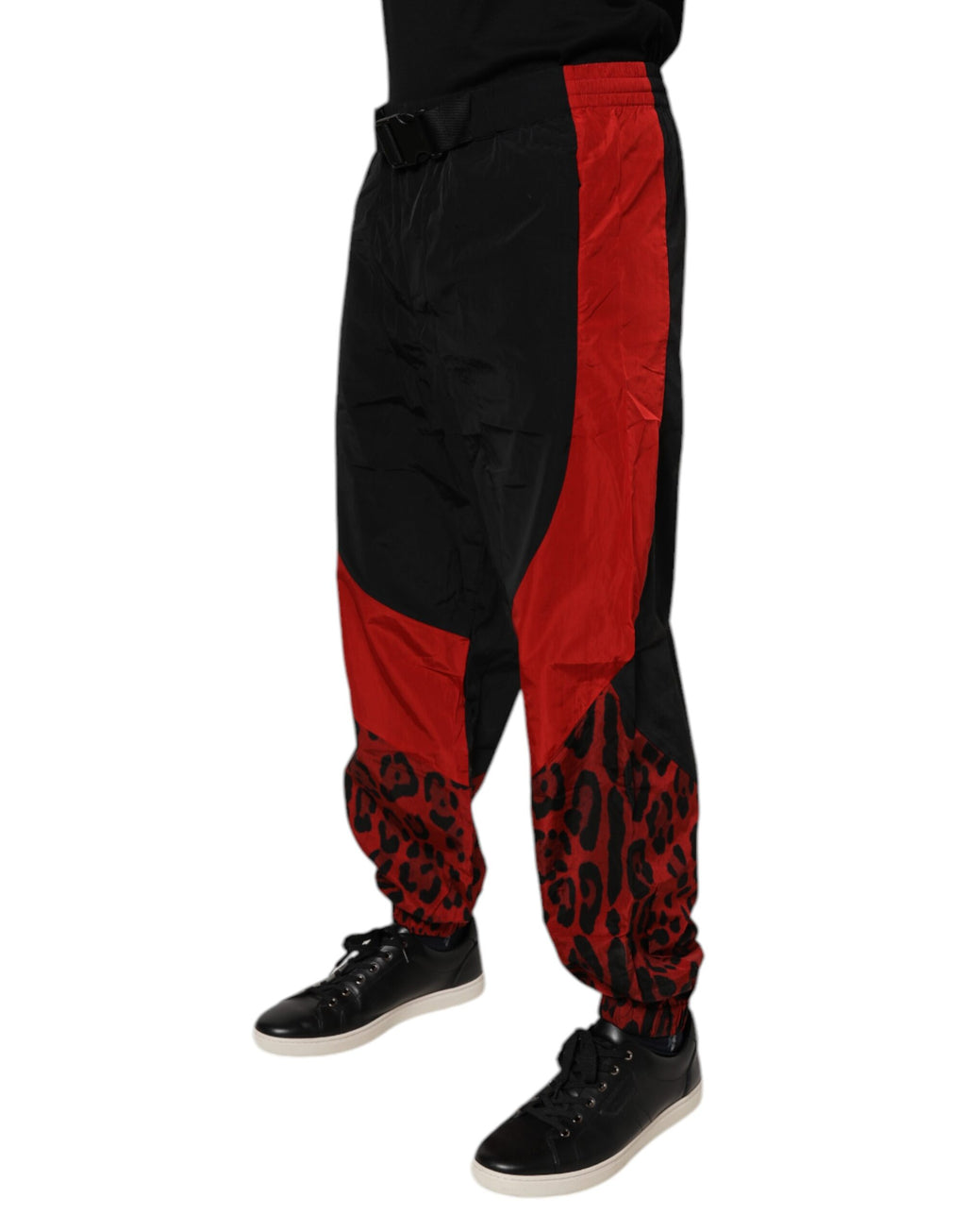 Dolce & Gabbana Black Red Leopard Jogger Sweatpants