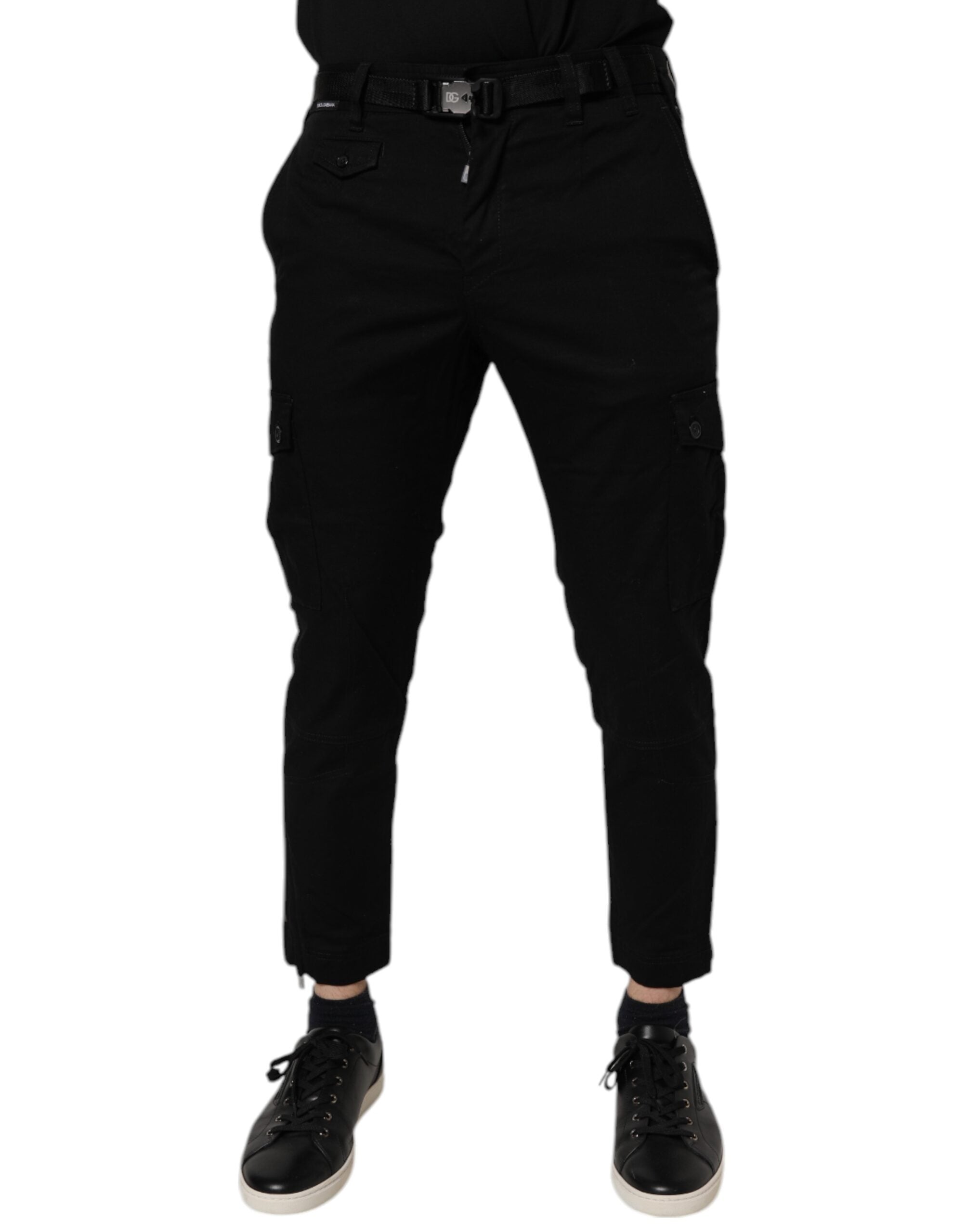 Dolce & Gabbana Schwarze Baumwoll-Stretch-Cargo-Denim-Jeans