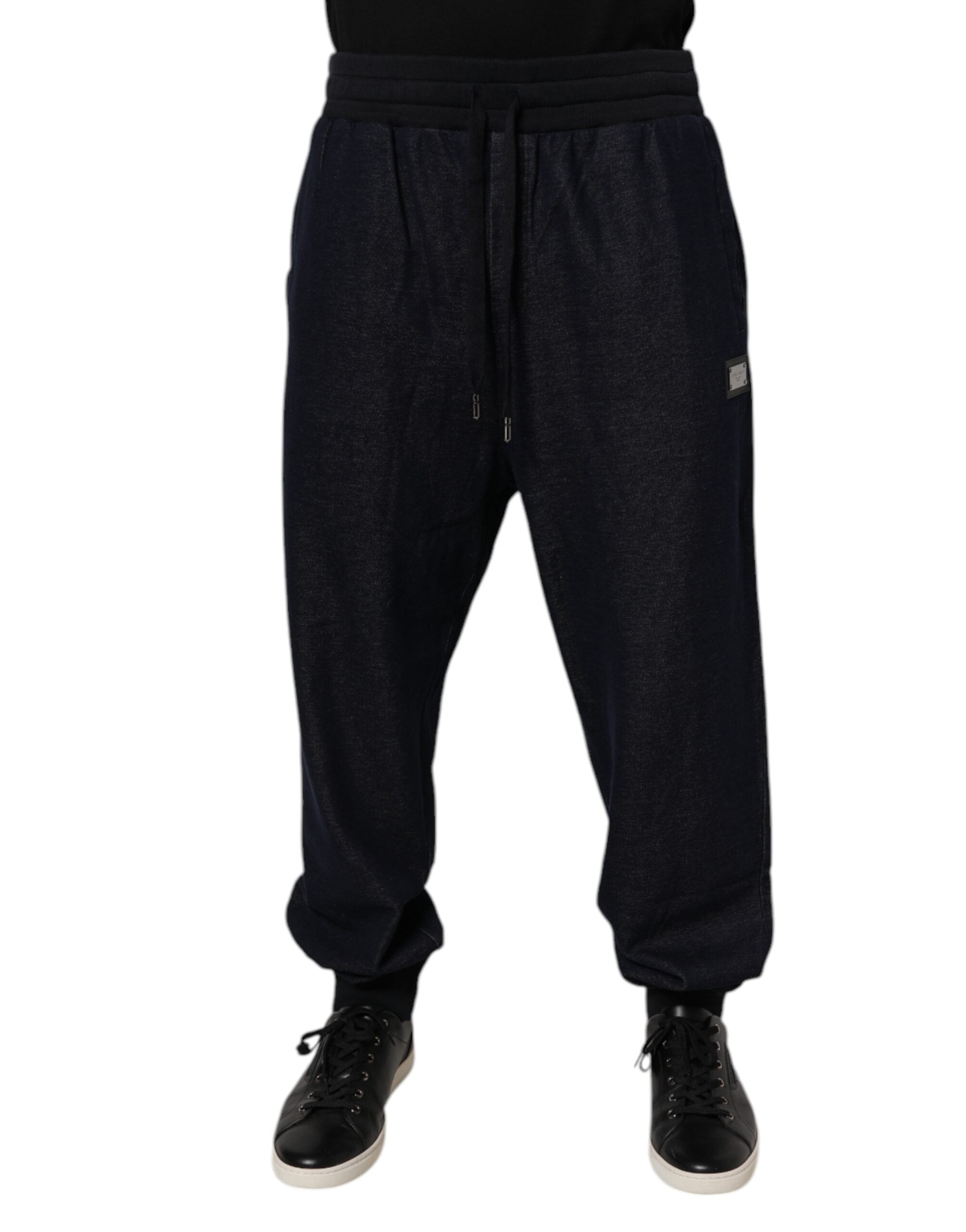 Dolce & Gabbana Black Jacquard Cotton Jogger Sweatpants