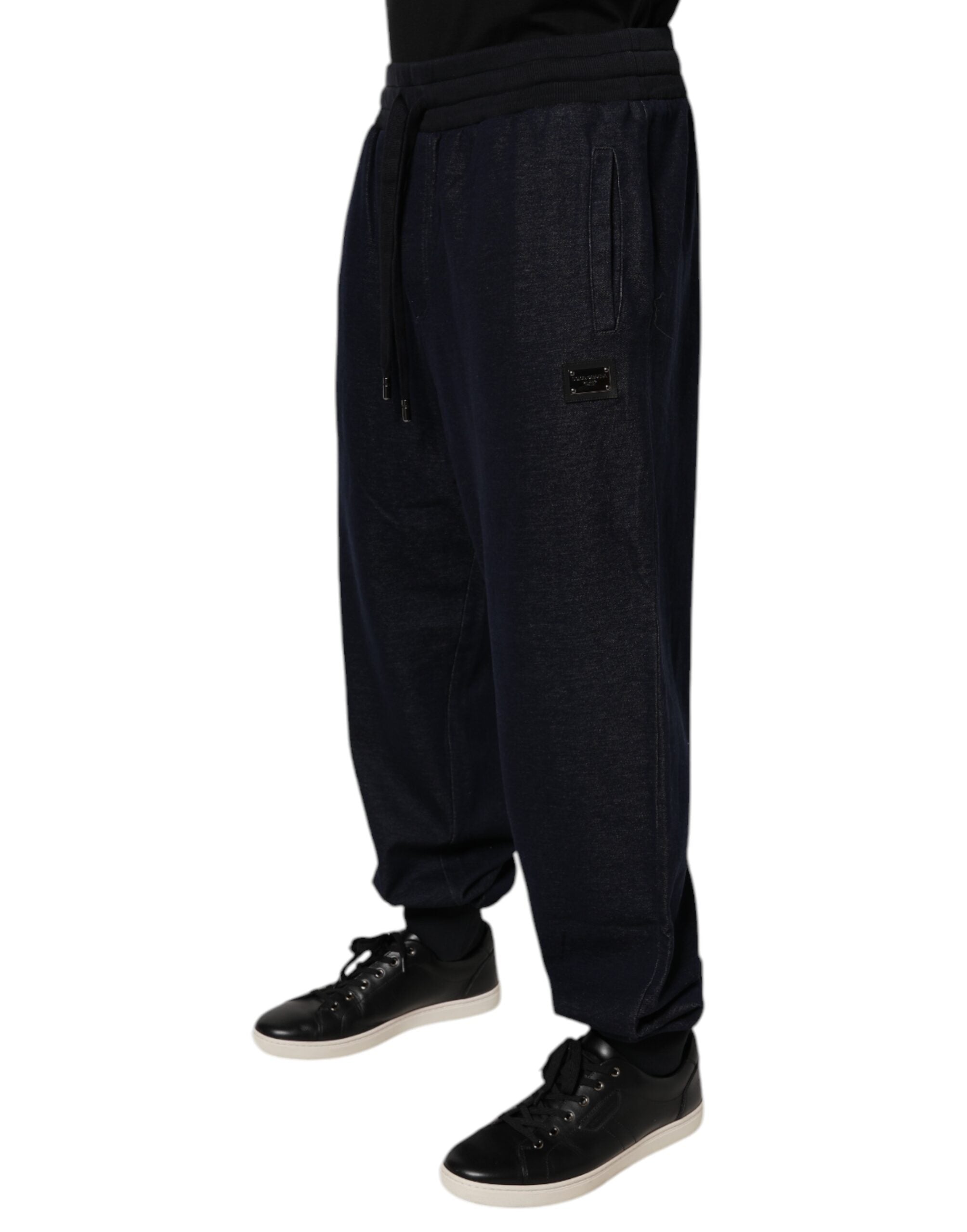 Dolce & Gabbana Black Jacquard Cotton Jogger Sweatpants