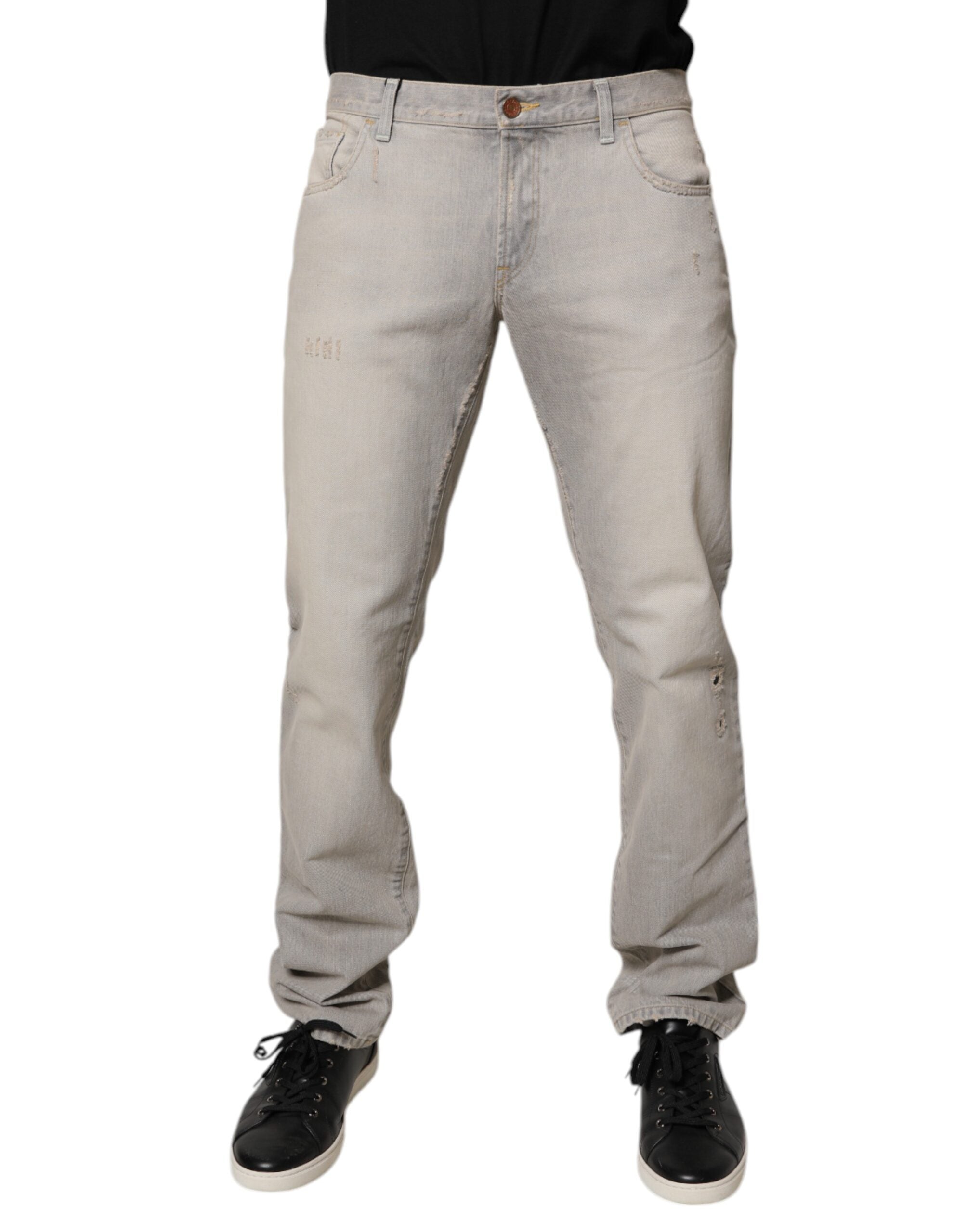 Dolce & Gabbana Light Grey Skinny Cotton Denim Jeans