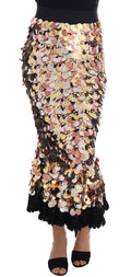 Dolce & Gabbana Gold-Tone High-Waist Peplum Skirt with Sequins