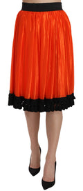 Dolce & Gabbana Orangefarbener knielanger Rock mit hoher Taille