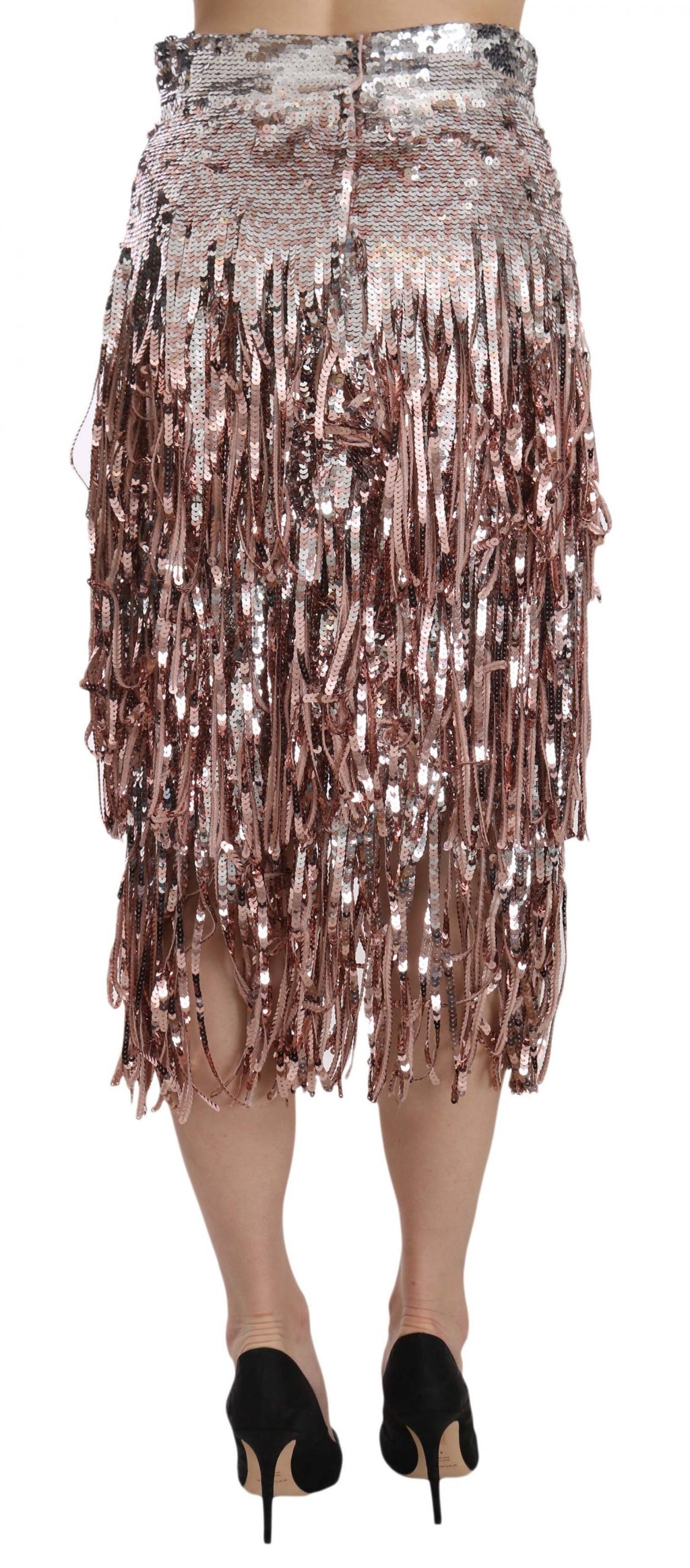 Dolce & Gabbana Sequin-Embellished Fringed Midi Pencil Skirt