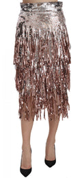 Dolce & Gabbana Sequin-Embellished Fringed Midi Pencil Skirt