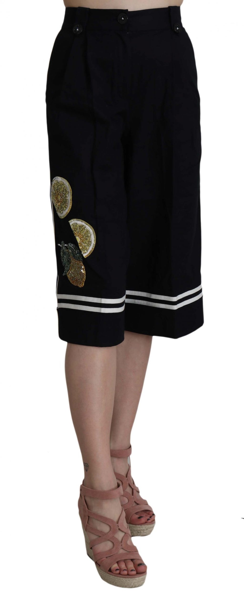 Dolce & Gabbana Embellished Black Cotton Trousers