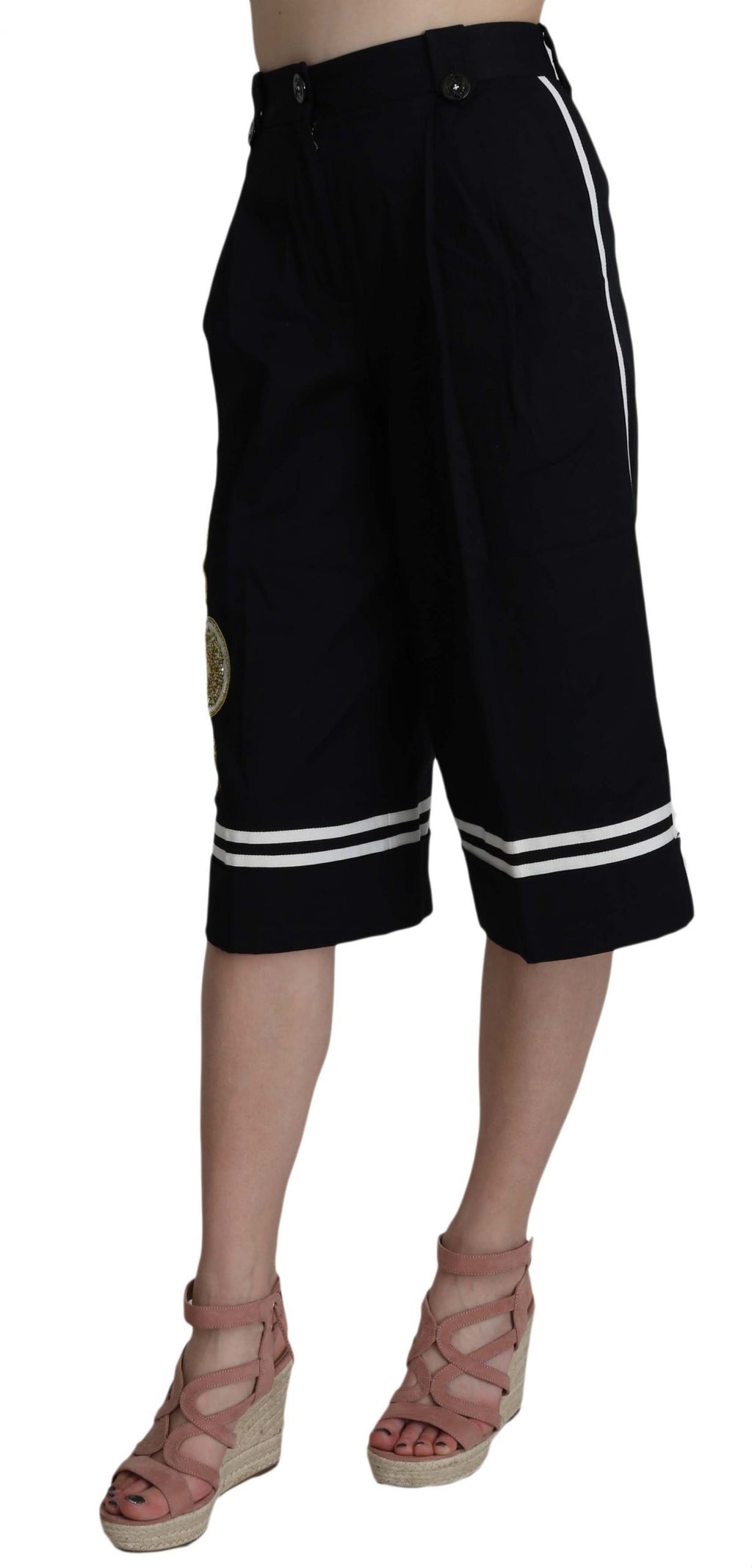 Dolce & Gabbana Embellished Black Cotton Trousers