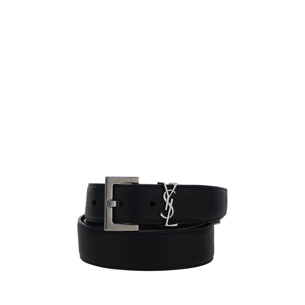 Saint Laurent Schwarzer Kalbsleder Bos Taurus Regular Gürtel