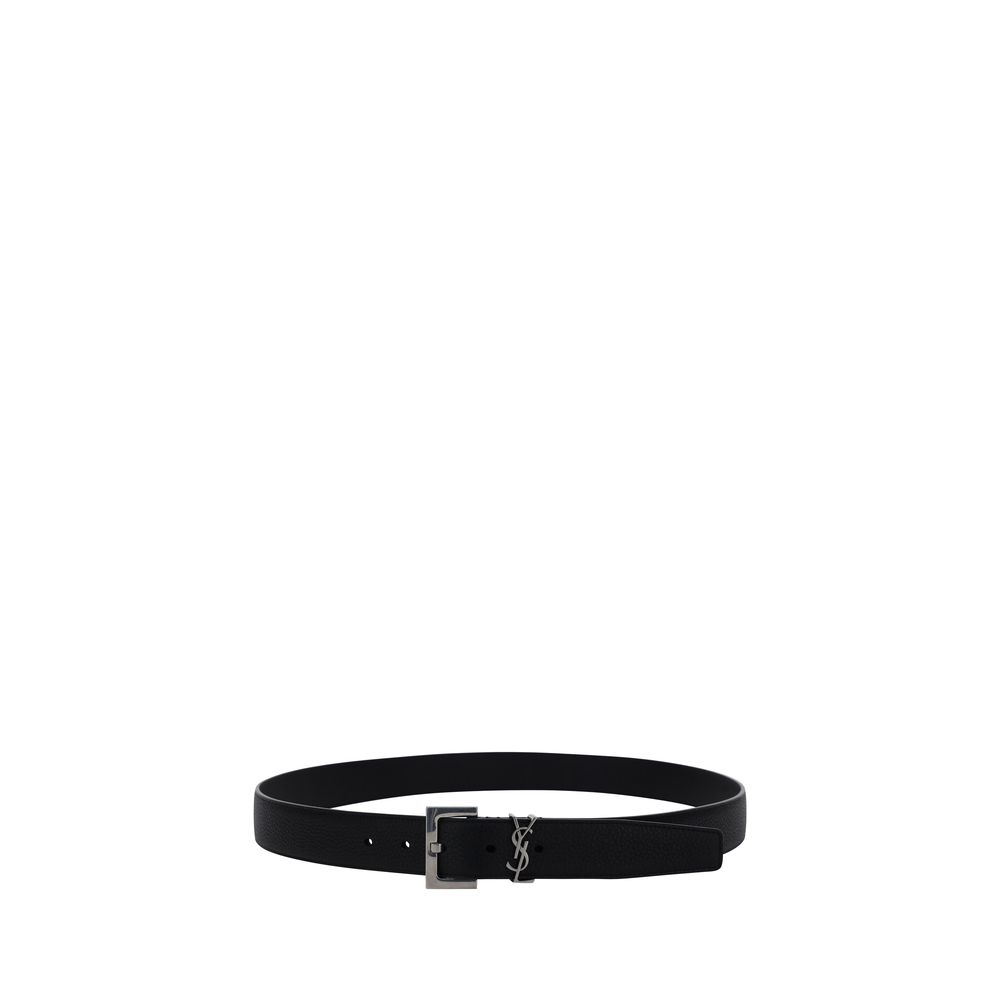 Saint Laurent Schwarzer Kalbsleder Bos Taurus Regular Gürtel