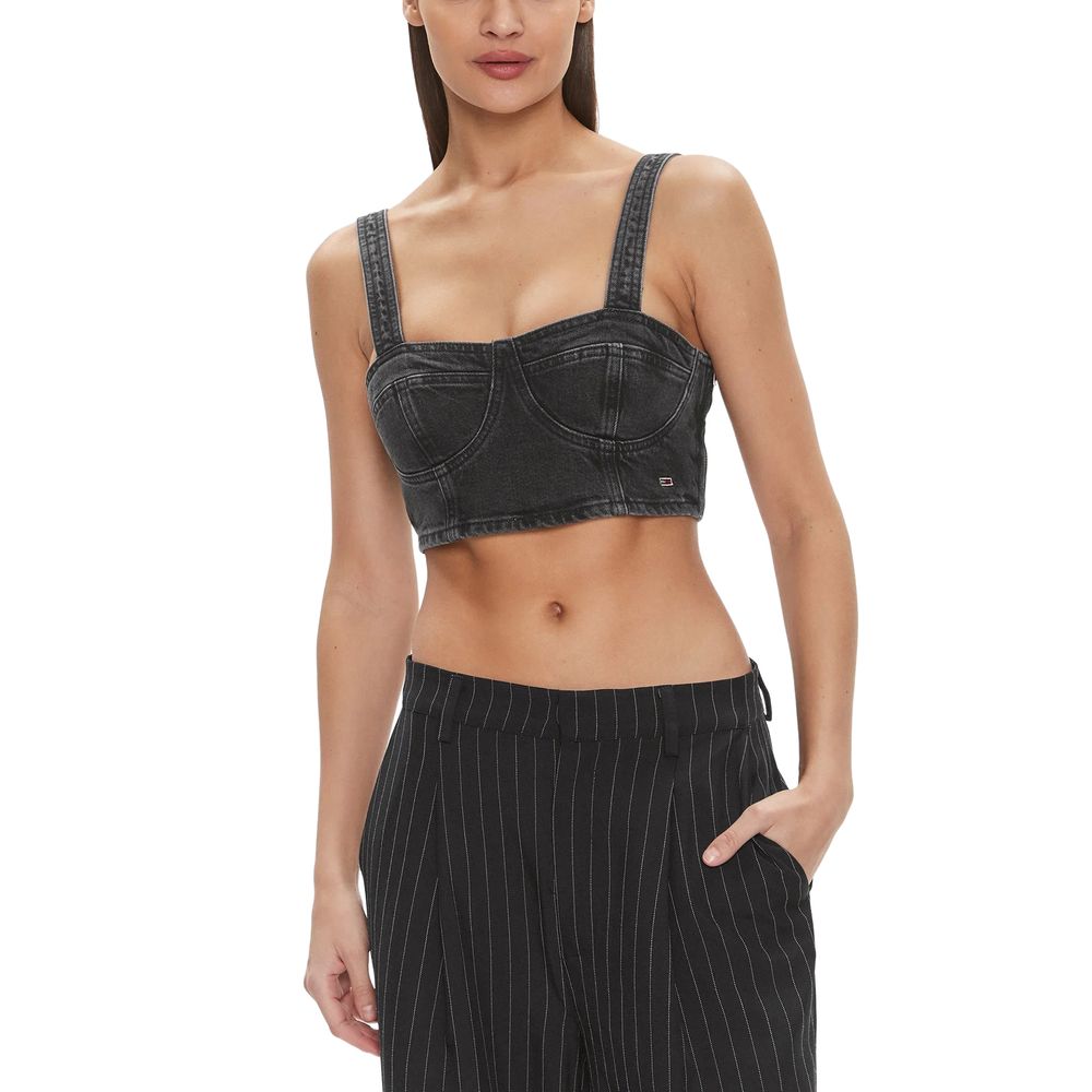 Tommy Hilfiger Jeans Schwarzes Top aus recycelter Baumwolle