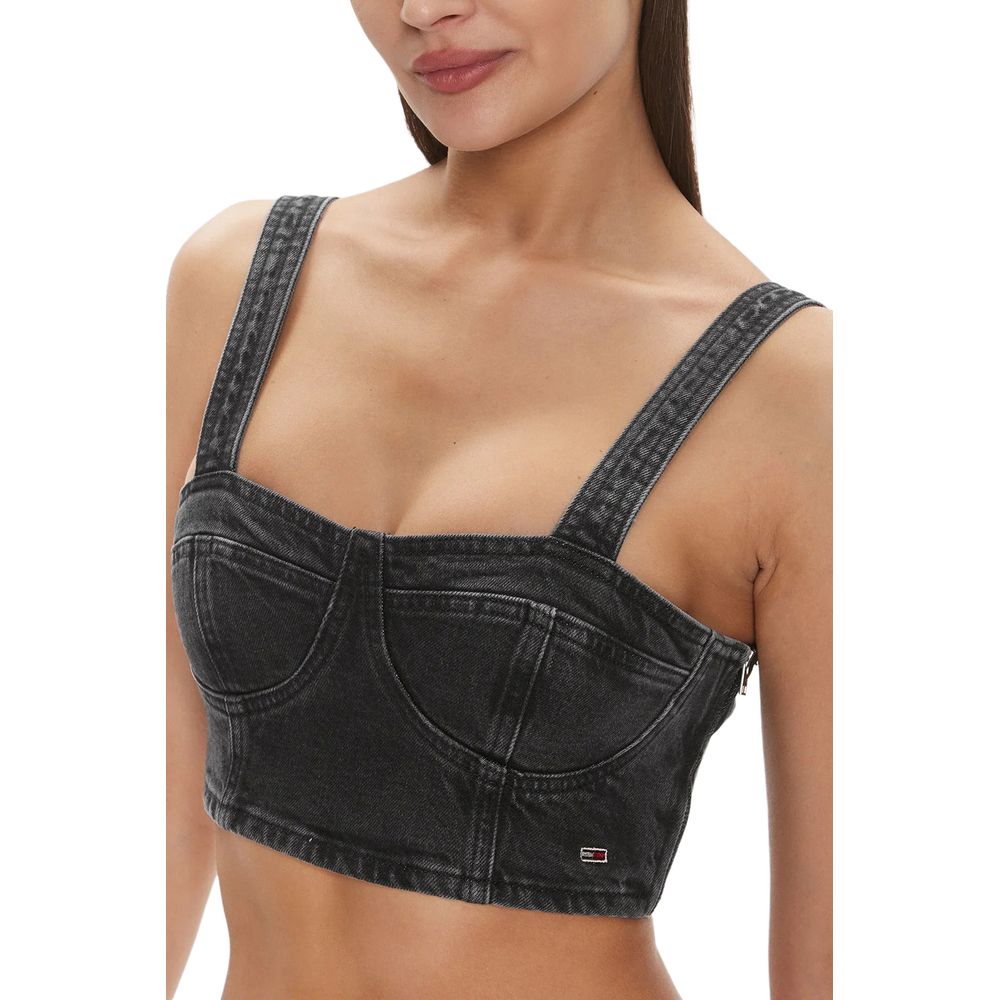 Tommy Hilfiger Jeans Schwarzes Top aus recycelter Baumwolle
