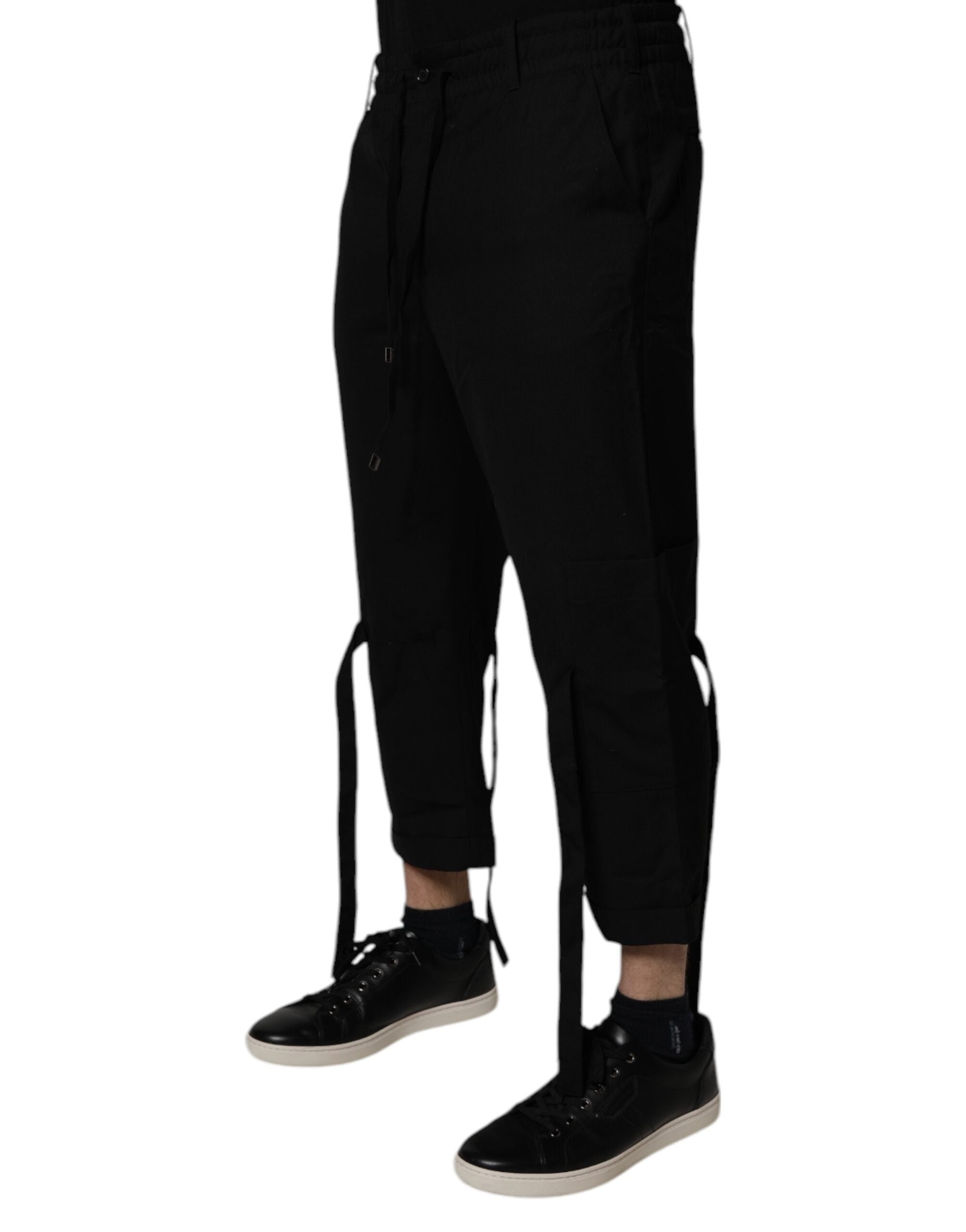 Dolce & Gabbana Schwarze Polyester Herren Cropped Pants