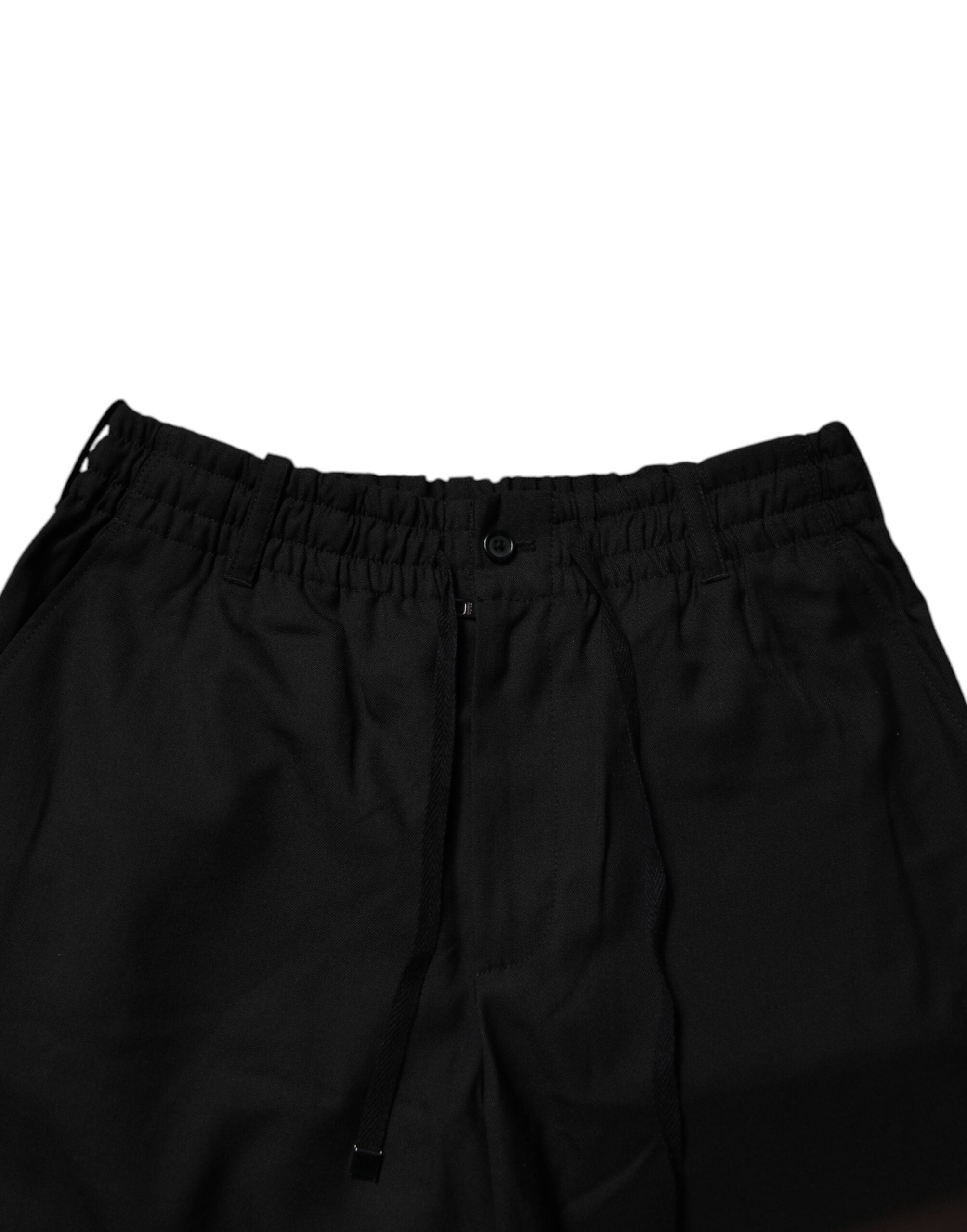 Dolce & Gabbana Schwarze Polyester Herren Cropped Pants