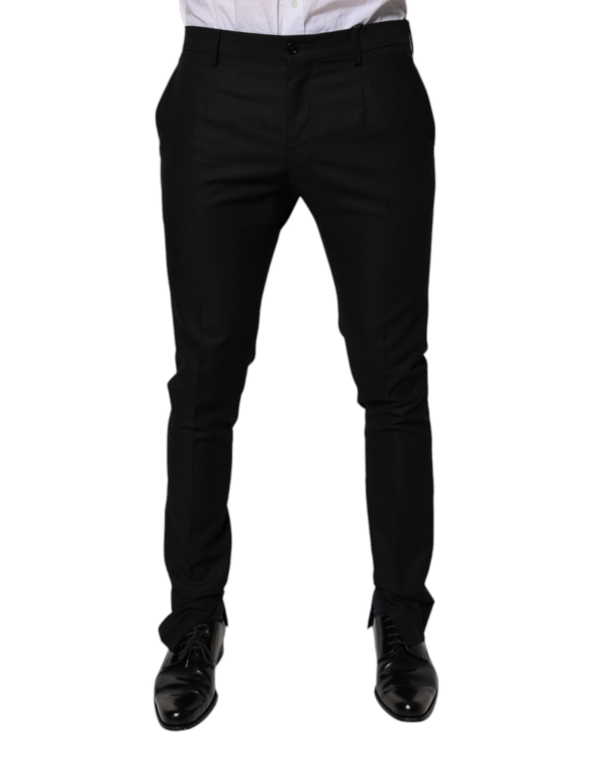 Dolce & Gabbana Black Virgin Wool Men's Skinny Dress Formal Pants