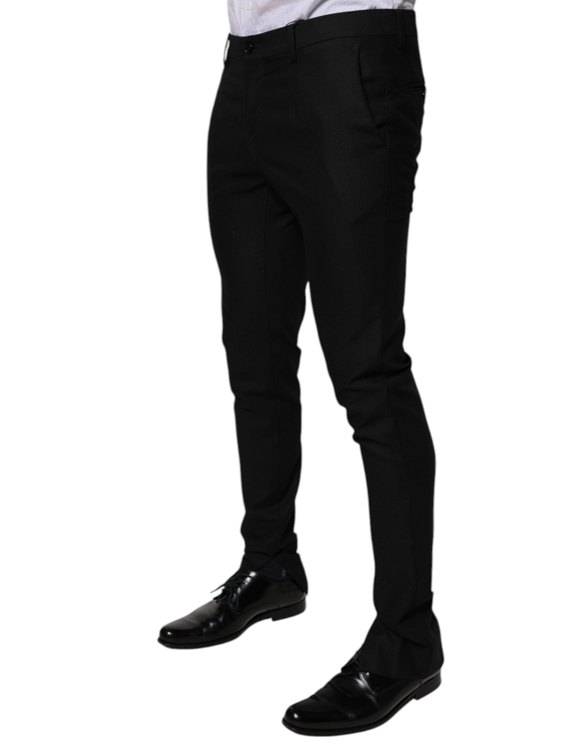 Dolce & Gabbana Black Virgin Wool Men's Skinny Dress Formal Pants