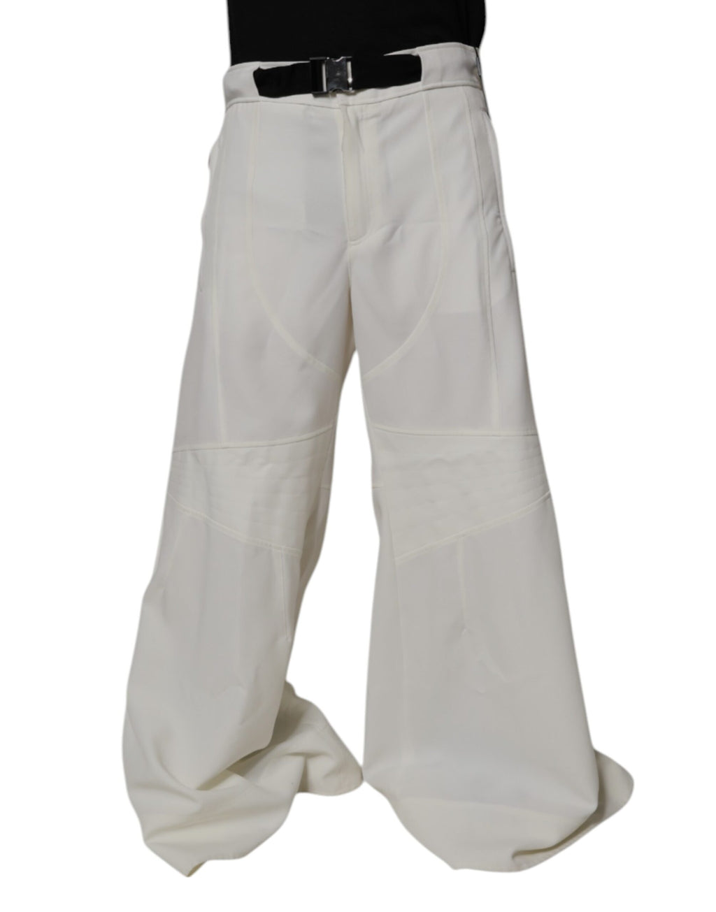Dolce & Gabbana Weiße Hose mit mittlerer Taille und weitem Bein