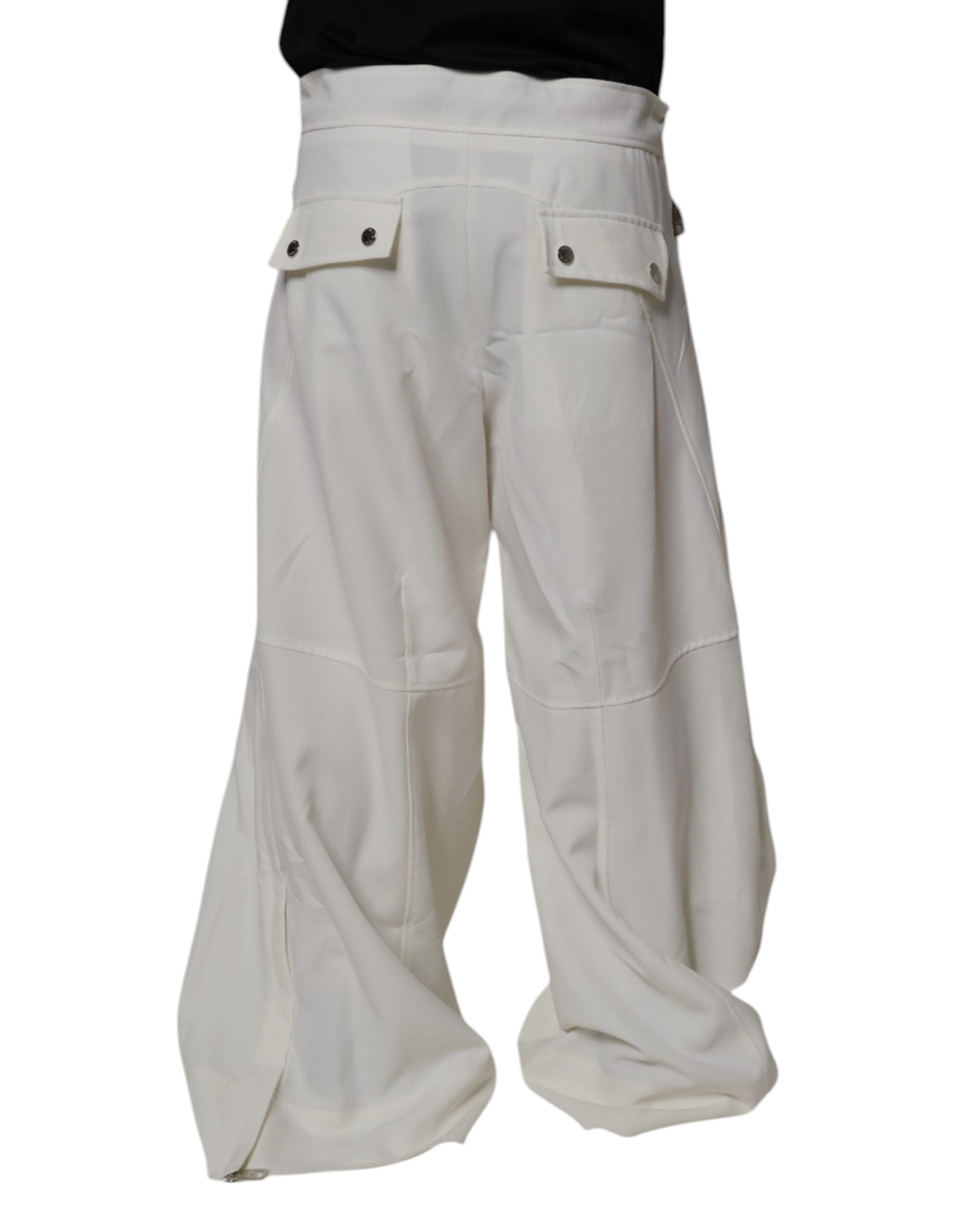 Dolce & Gabbana Weiße Hose mit mittlerer Taille und weitem Bein