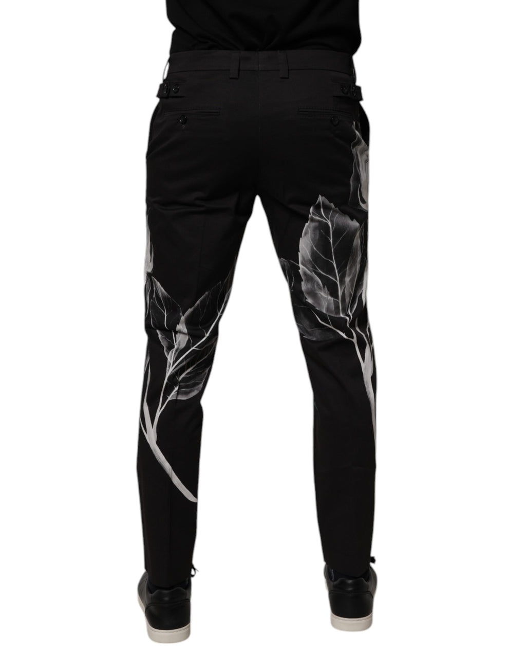 Dolce & Gabbana Black Floral Cotton Skinny Trousers