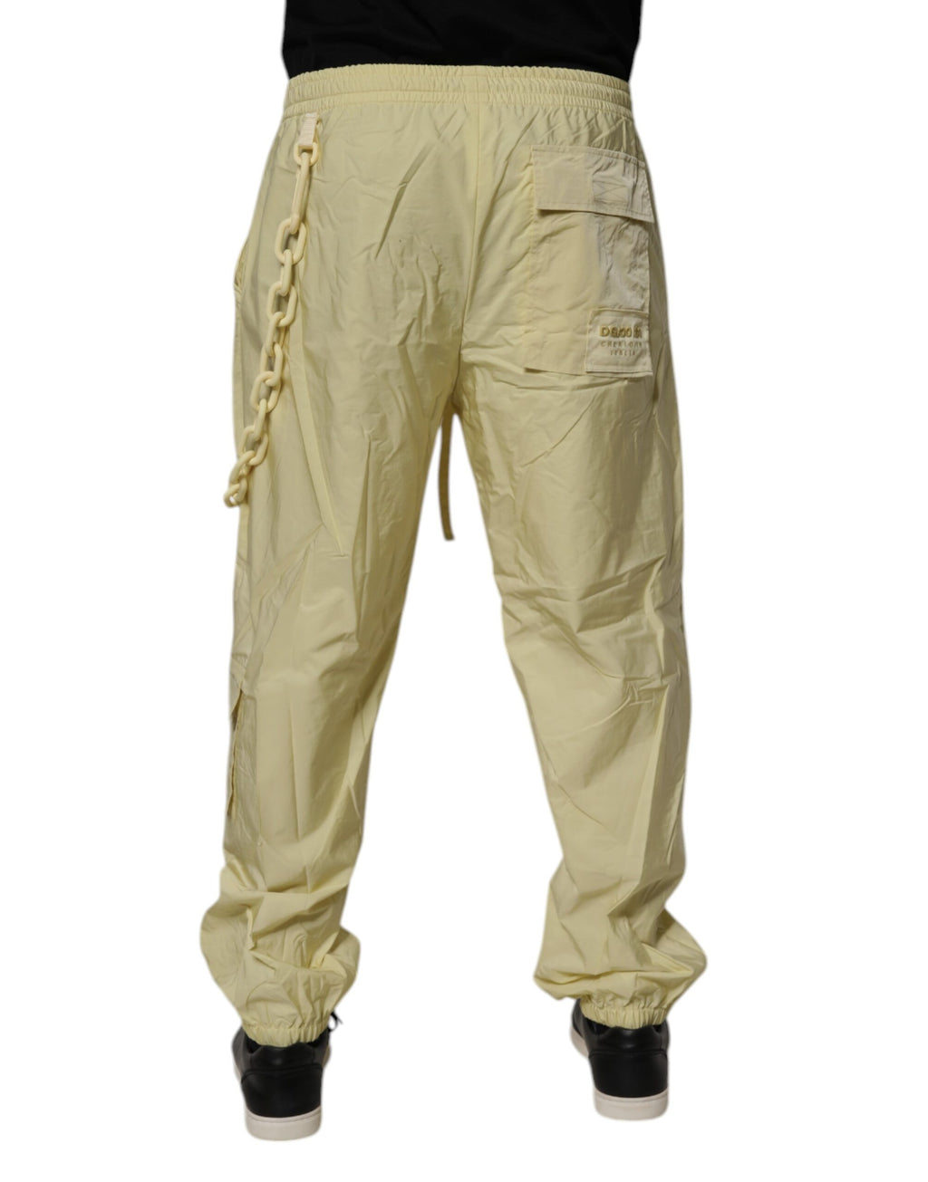 Dolce & Gabbana Yellow Nylon Cargo Chain Men's Jogger Pants