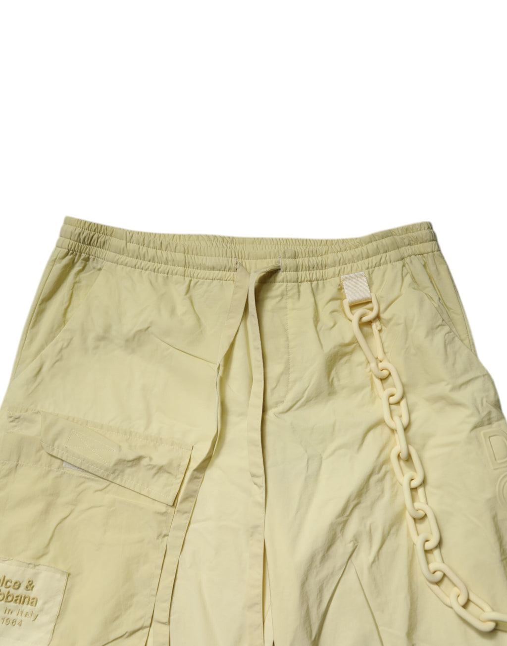 Dolce & Gabbana Yellow Nylon Cargo Chain Men's Jogger Pants