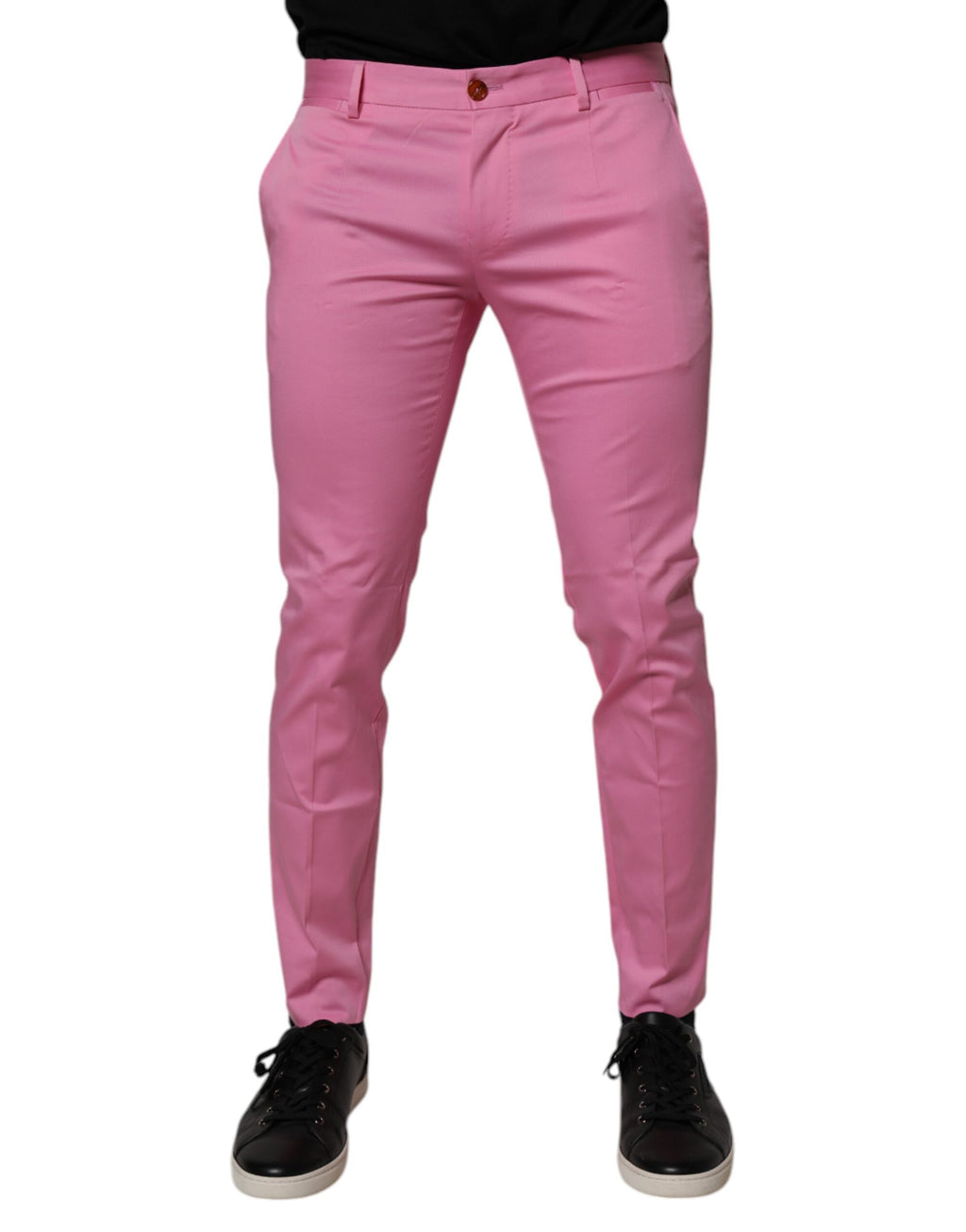 Dolce & Gabbana Pink Cotton Slim Fit Men's Formal Dress Pants