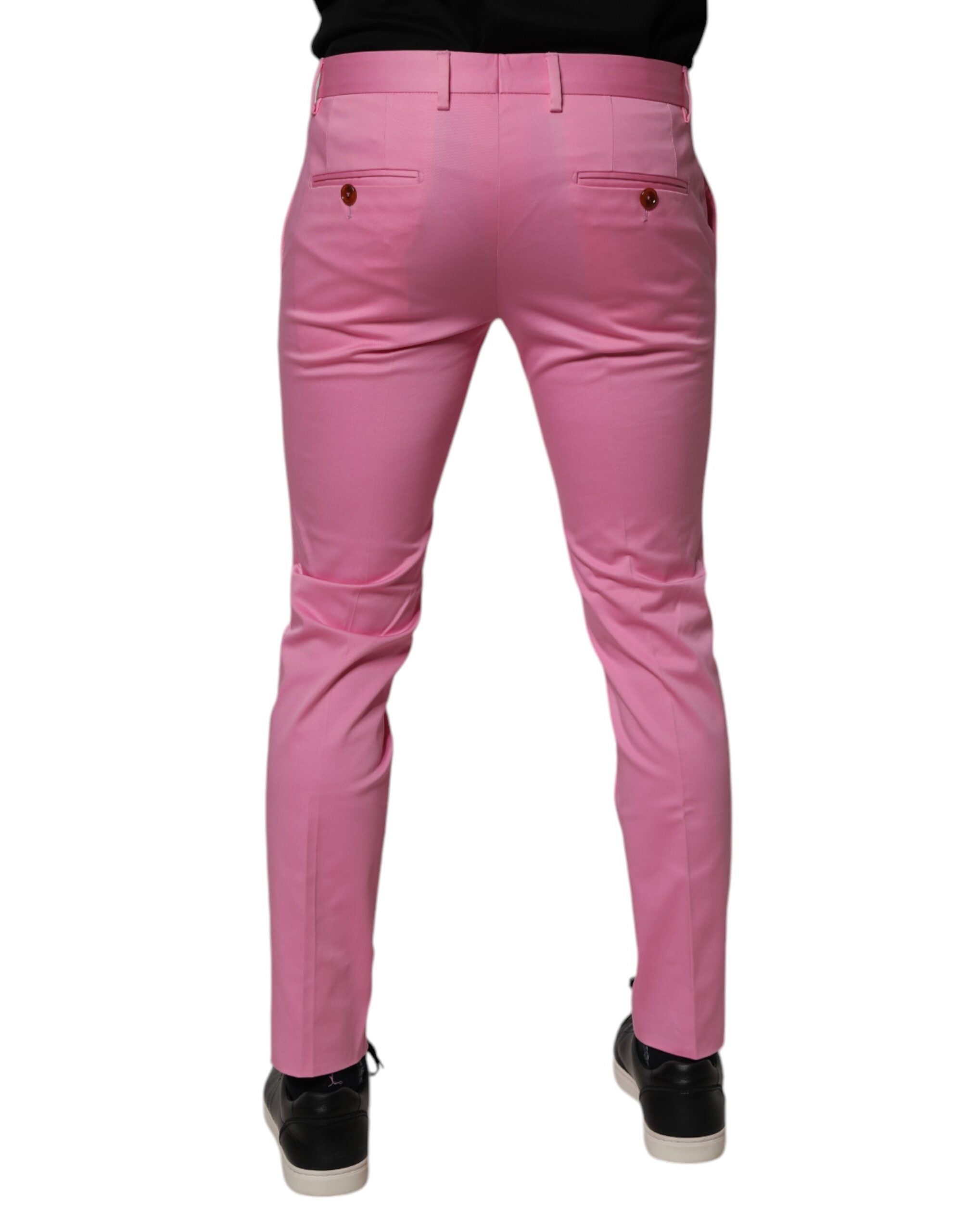Dolce & Gabbana Pink Cotton Slim Fit Men's Formal Dress Pants