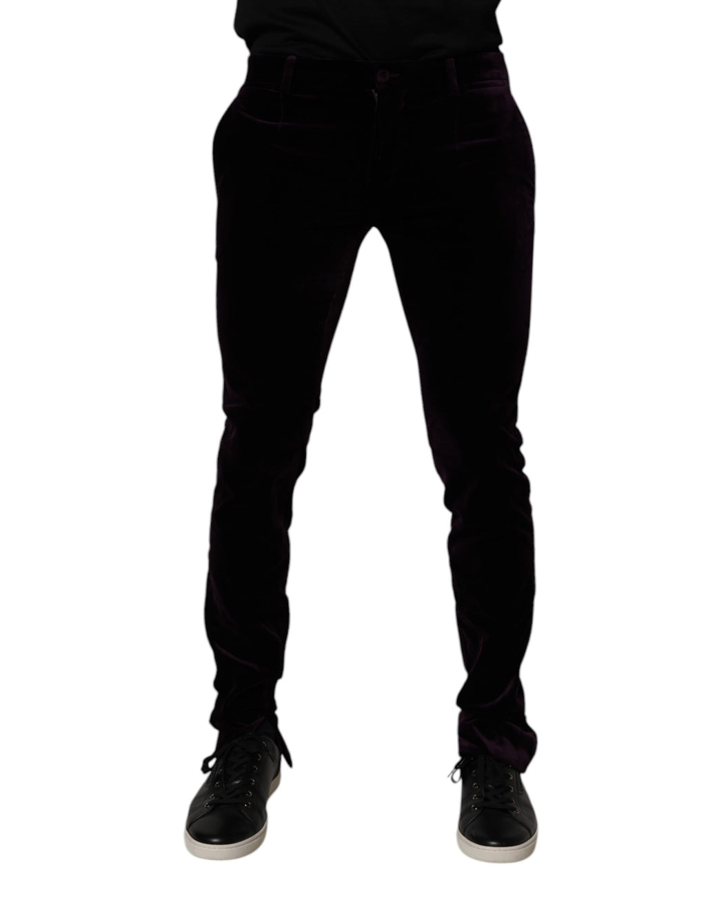 Dolce & Gabbana Violet Velvet Cotton Men's Dress Formal Trousers