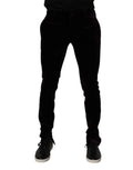 Dolce & Gabbana Violet Velvet Cotton Men's Dress Formal Trousers