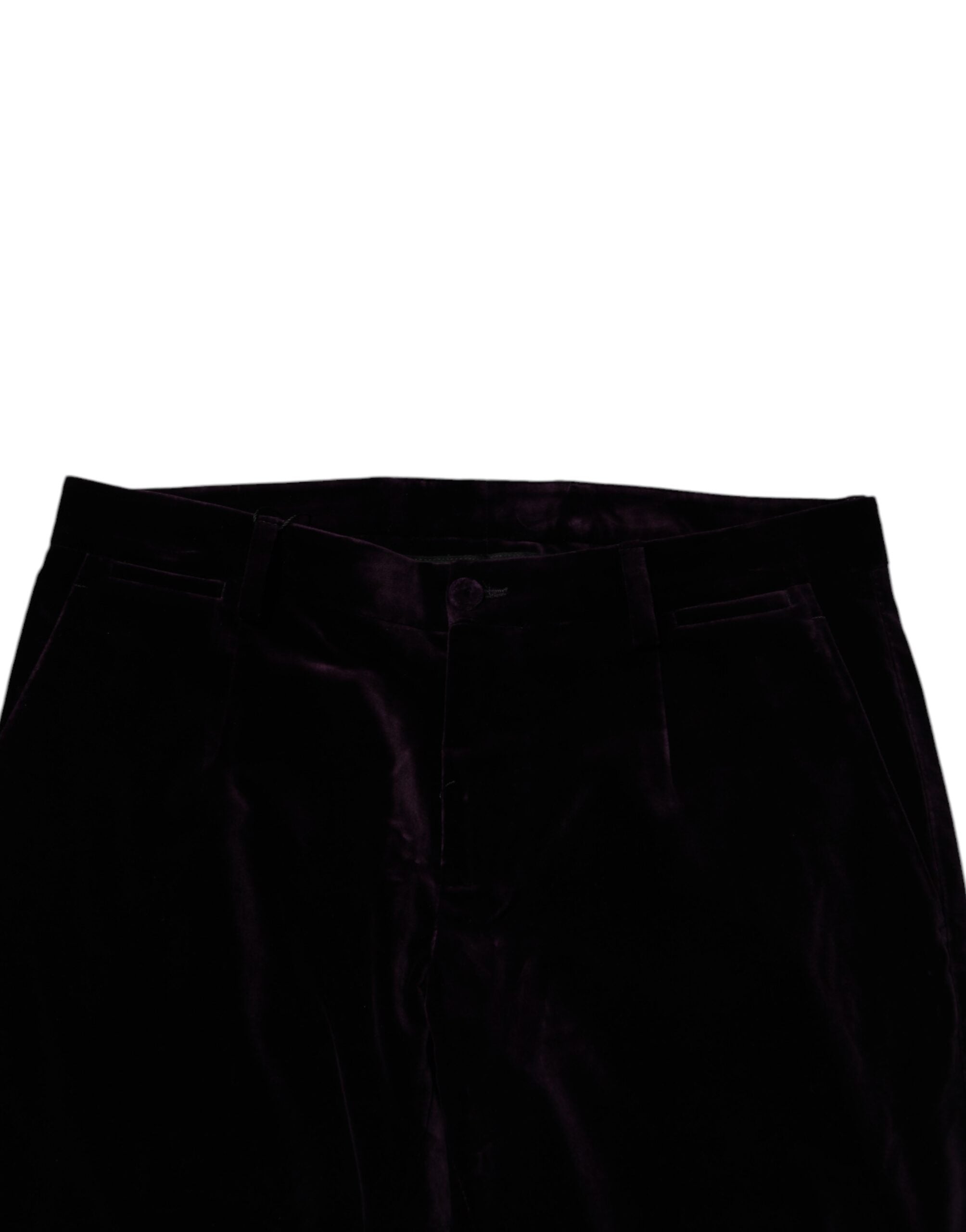 Dolce & Gabbana Violet Velvet Cotton Men's Dress Formal Trousers