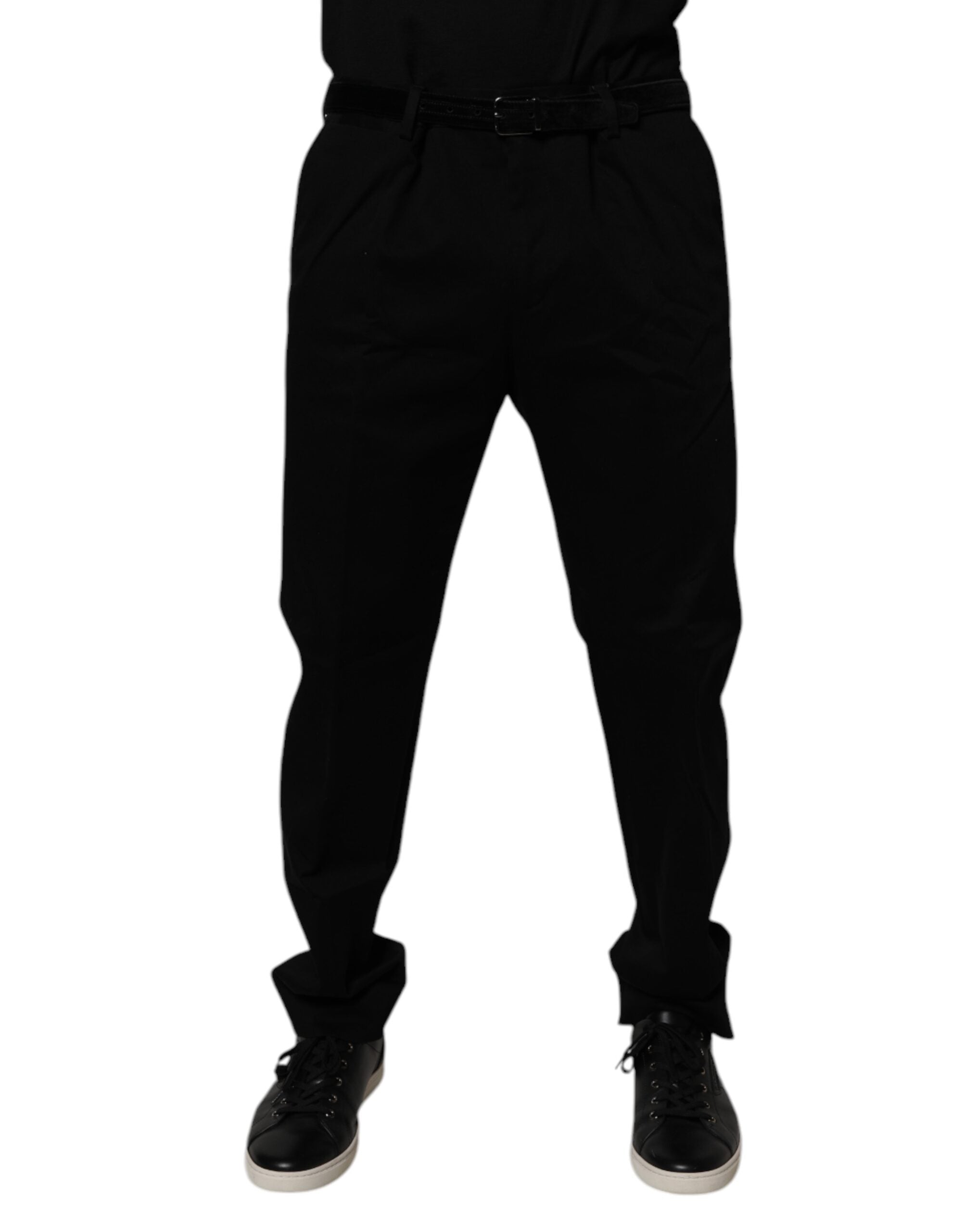 Dolce & Gabbana Schwarze Baumwolle Männer Skinny Kleid Formal Hosen
